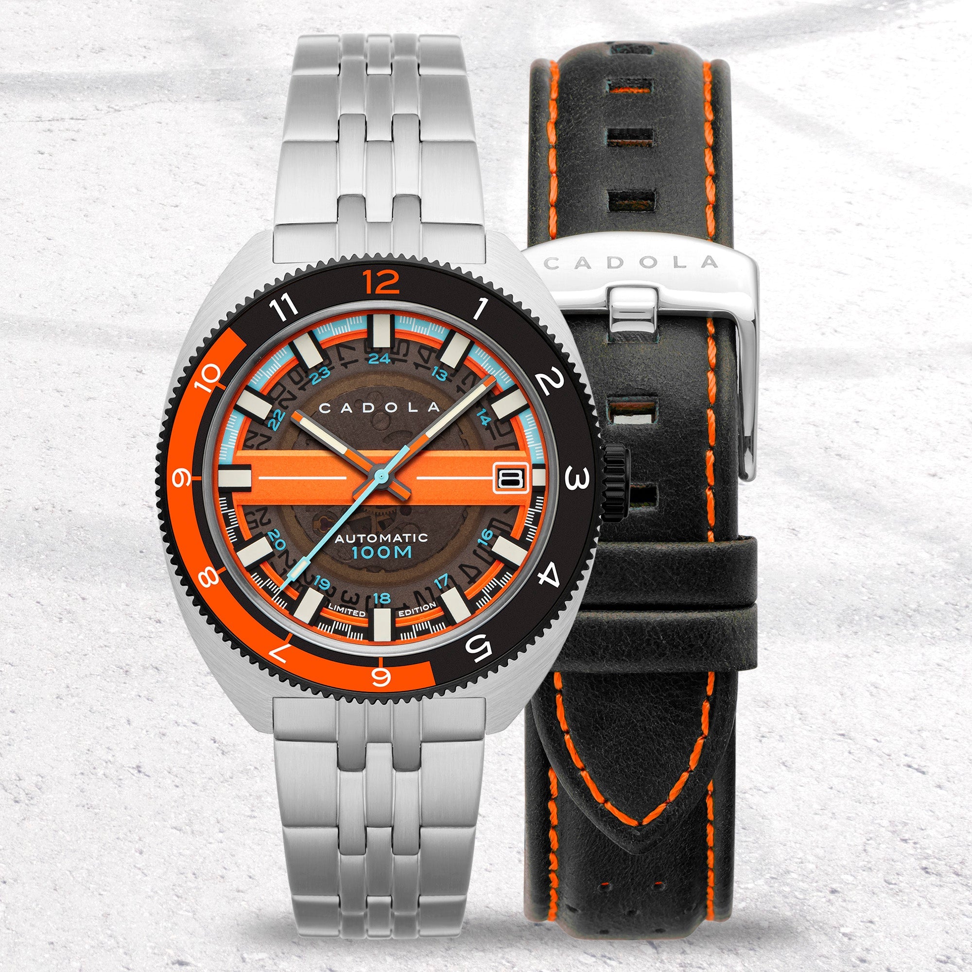 CADOLA Cadola 1977 Automatic Limited Edition Men's Automatic Skeleton Tangerine Watch CD-1024-66