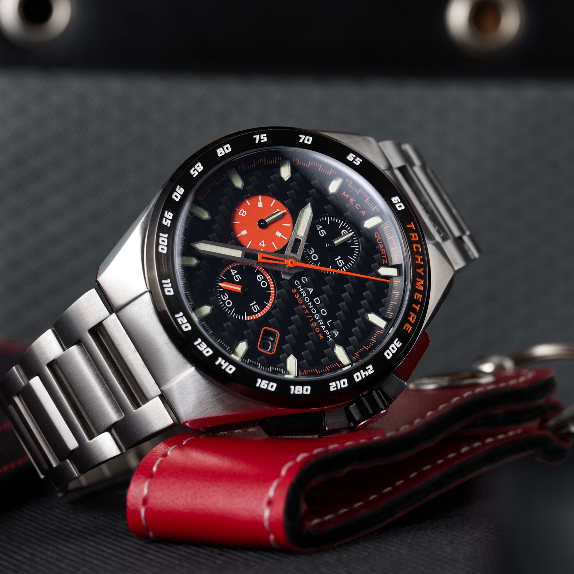 CADOLA Cadola Peterson Japanese Quartz Japanese Quartz Chronograph Black Orange Men's Watch CD-1029-11