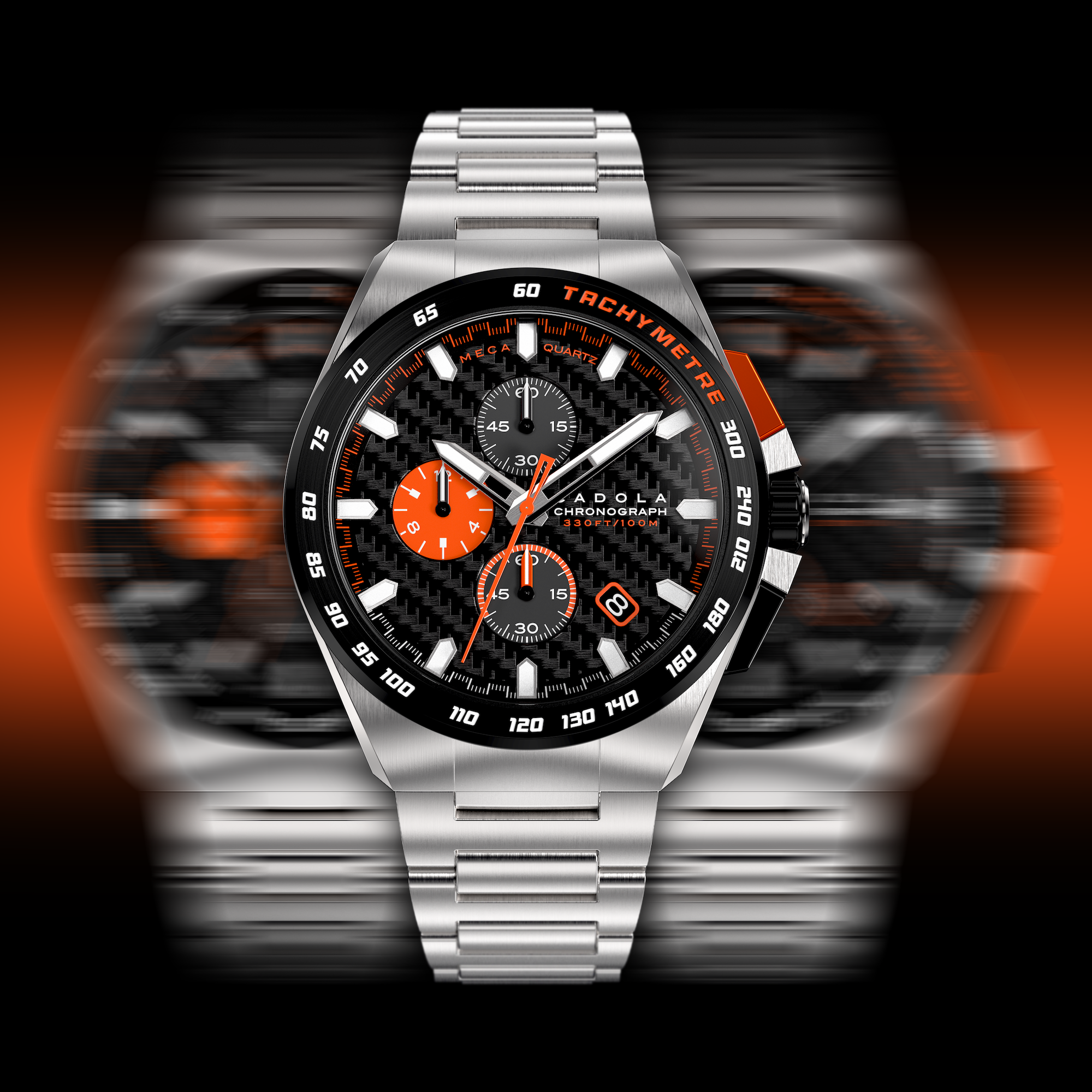 CADOLA Cadola Peterson Japanese Quartz Japanese Quartz Chronograph Black Orange Men's Watch CD-1029-11