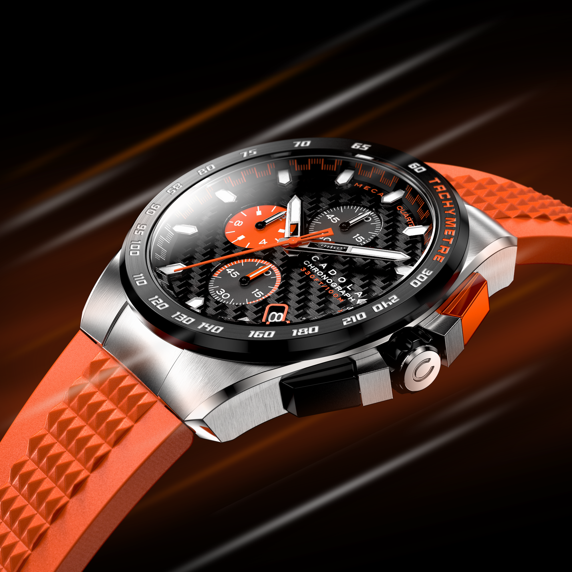 CADOLA Cadola Peterson Japanese Quartz Japanese Quartz Chronograph Black Orange Men's Watch CD-1029-11
