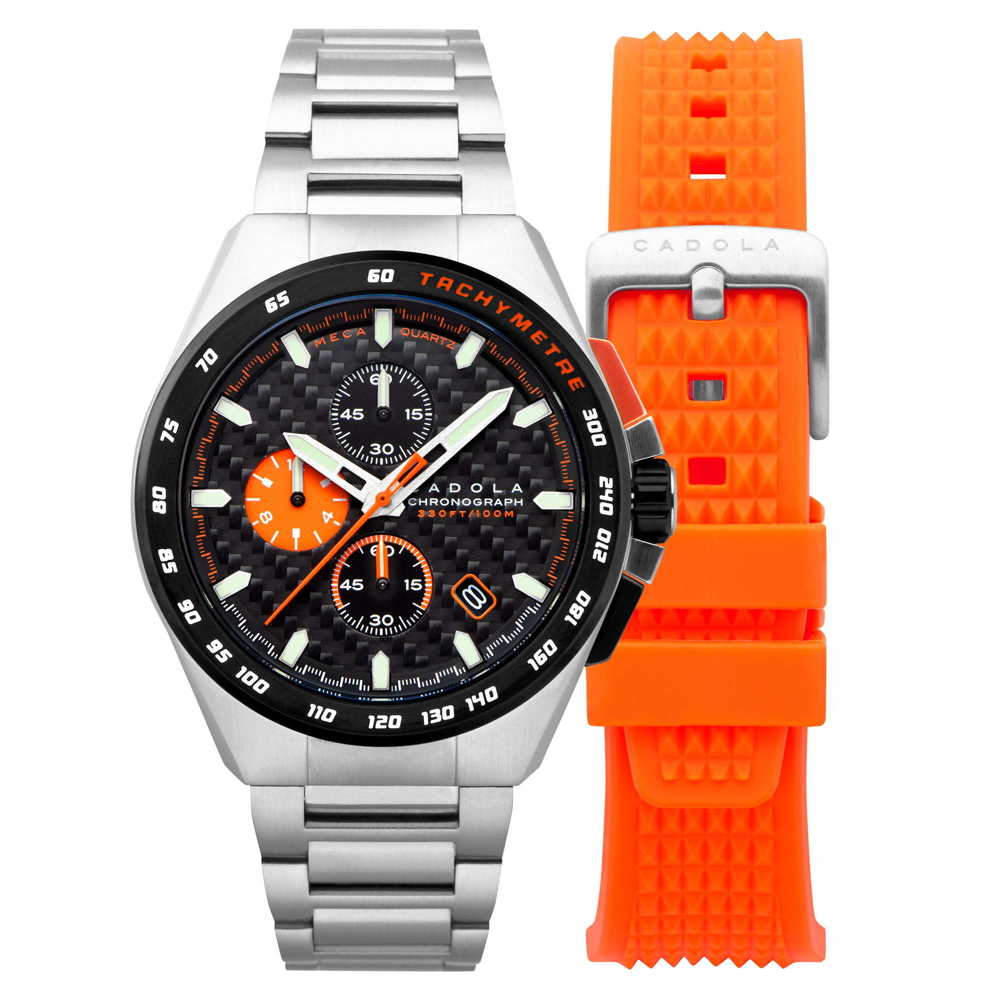 CADOLA Cadola Peterson Japanese Quartz Japanese Quartz Chronograph Black Orange Men's Watch CD-1029-11