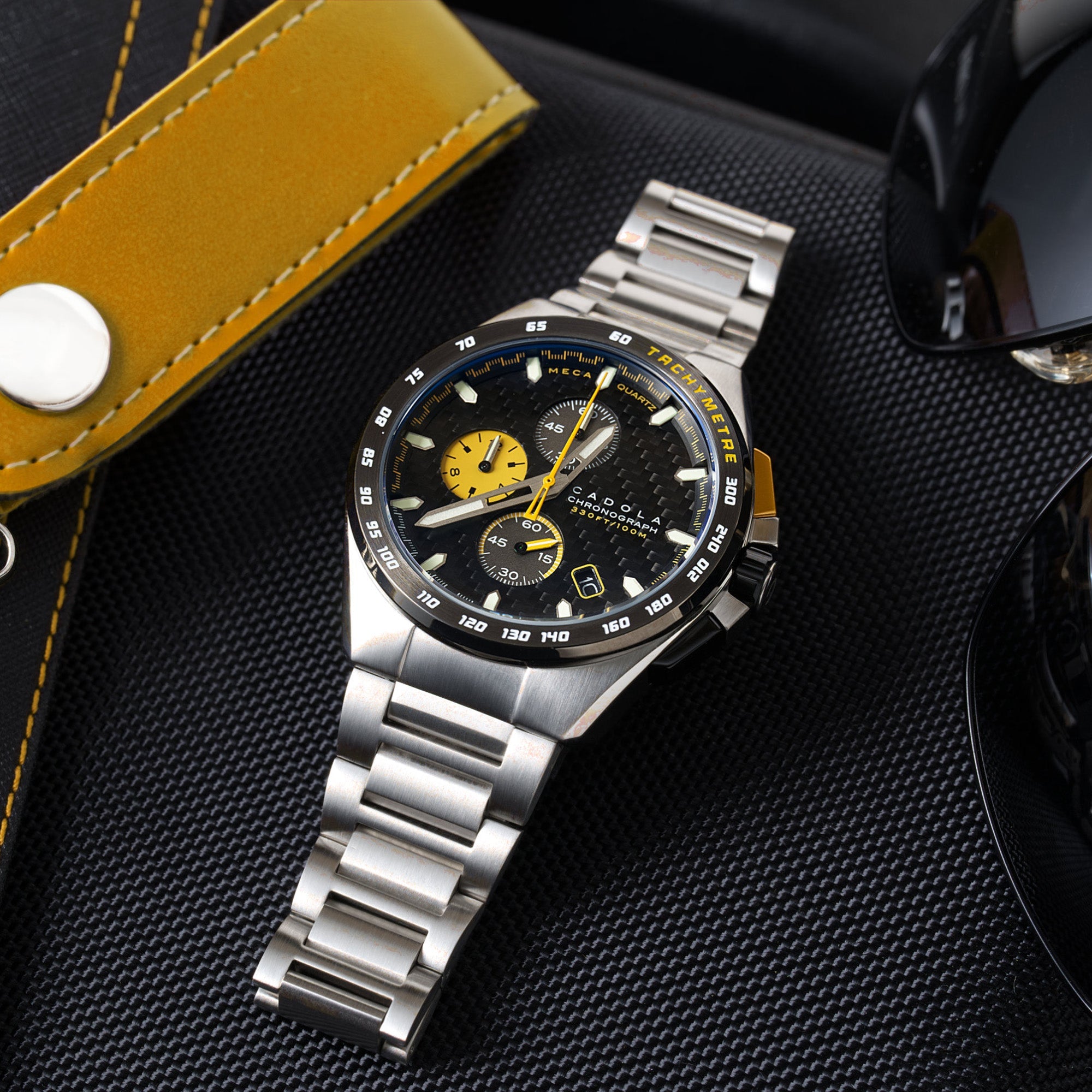 CADOLA Cadola Peterson Japanese Quartz Chronograph Mustard Yellow Men's Watch CD-1029-55