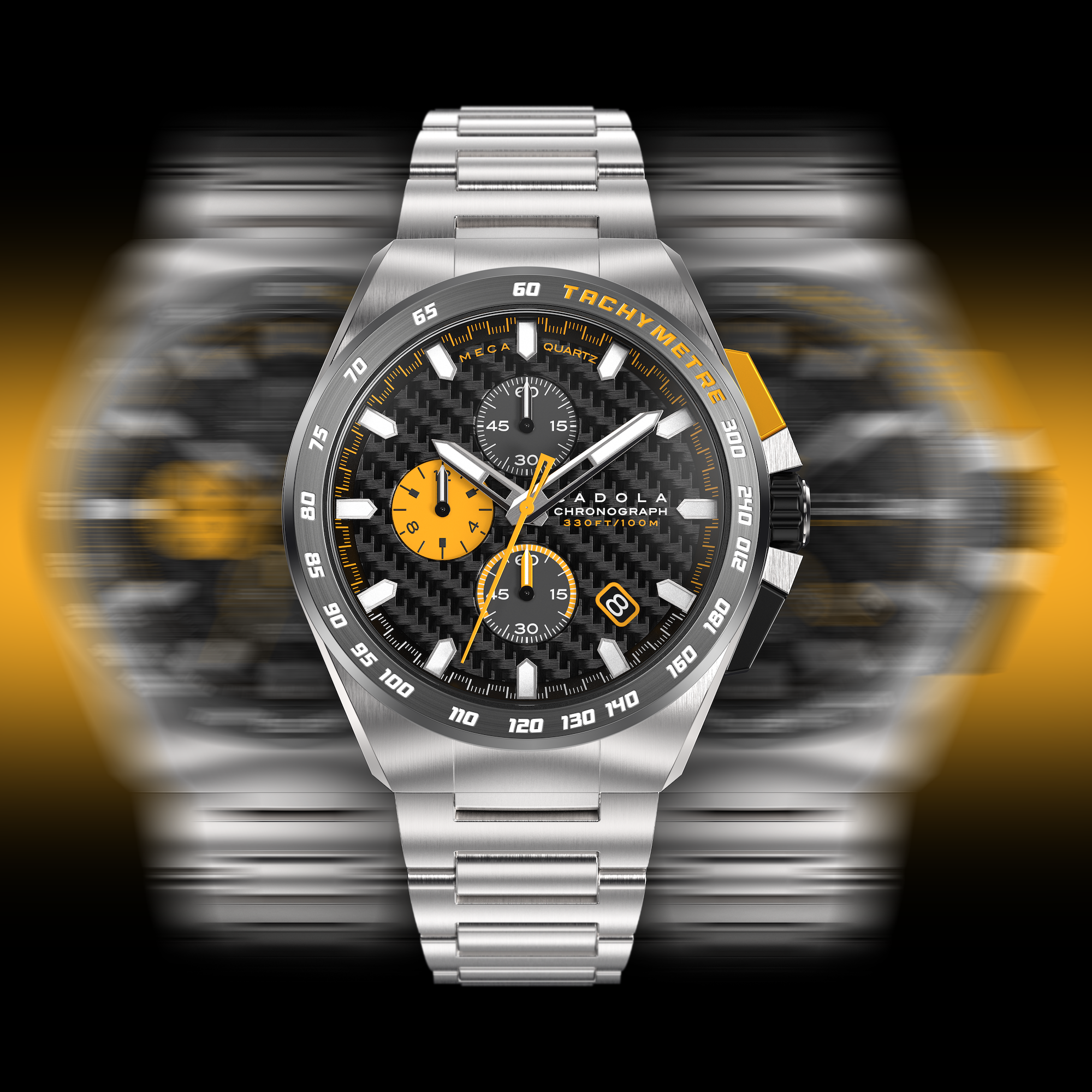 CADOLA Cadola Peterson Japanese Quartz Chronograph Mustard Yellow Men's Watch CD-1029-55