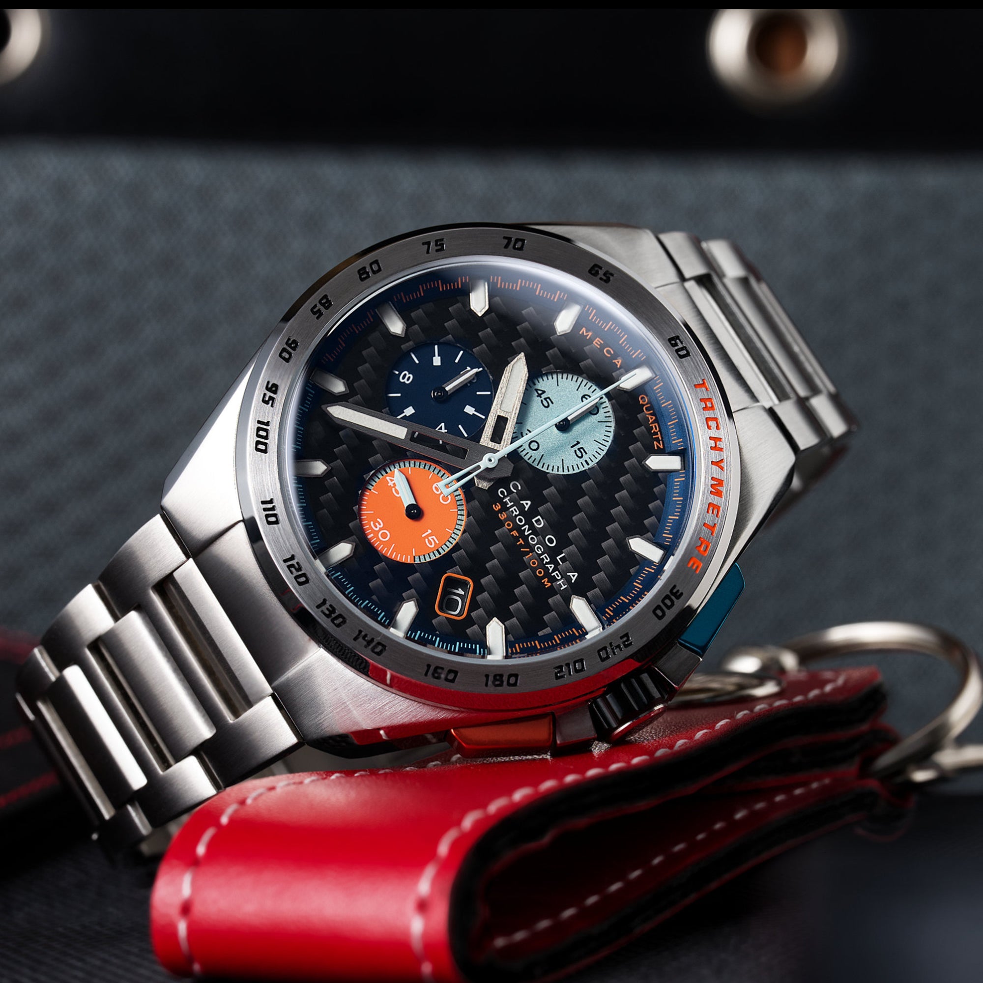 CADOLA Cadola Peterson Japanese Quartz Chronograph Orange Blue Men's Watch CD-1029-66