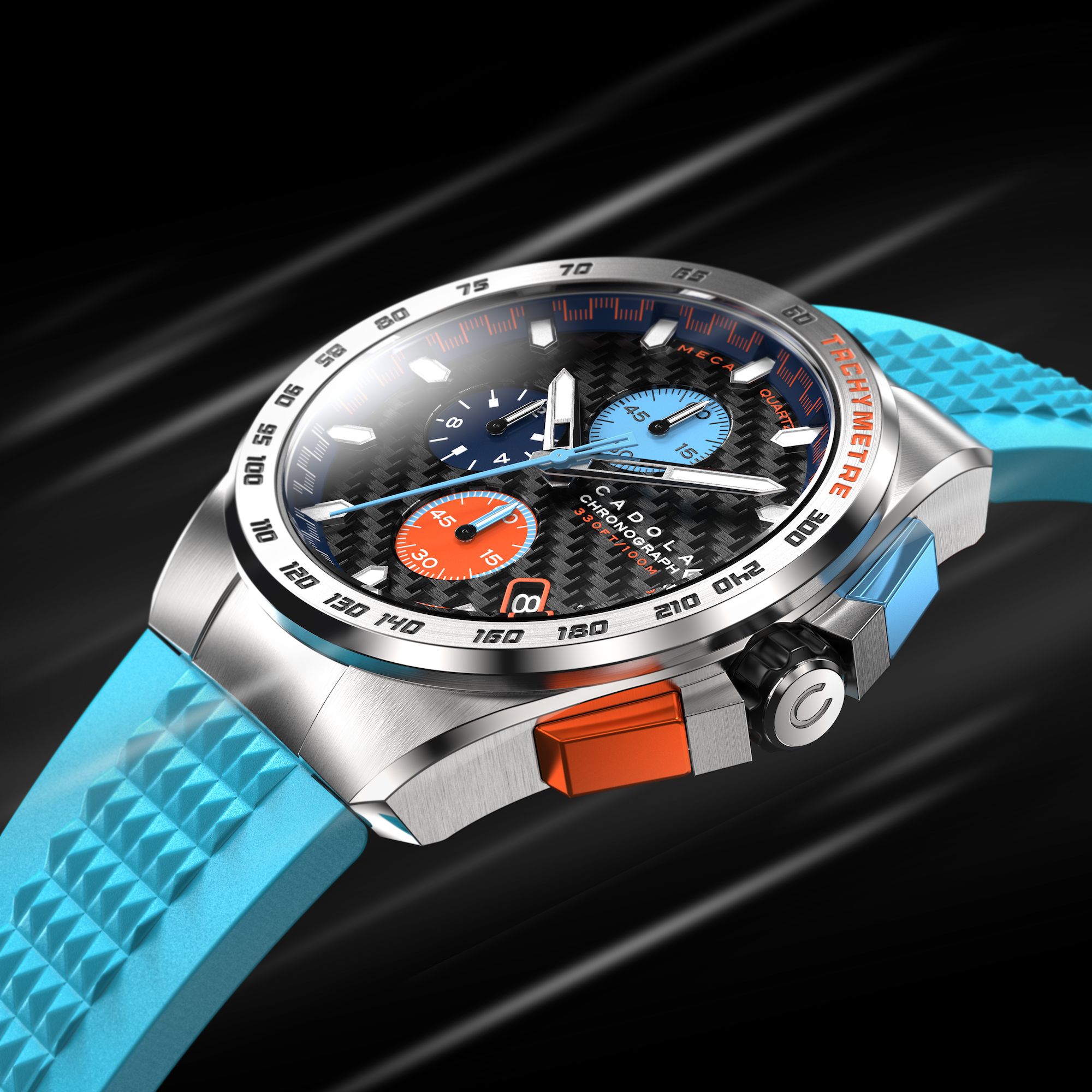 CADOLA Cadola Peterson Japanese Quartz Chronograph Orange Blue Men's Watch CD-1029-66