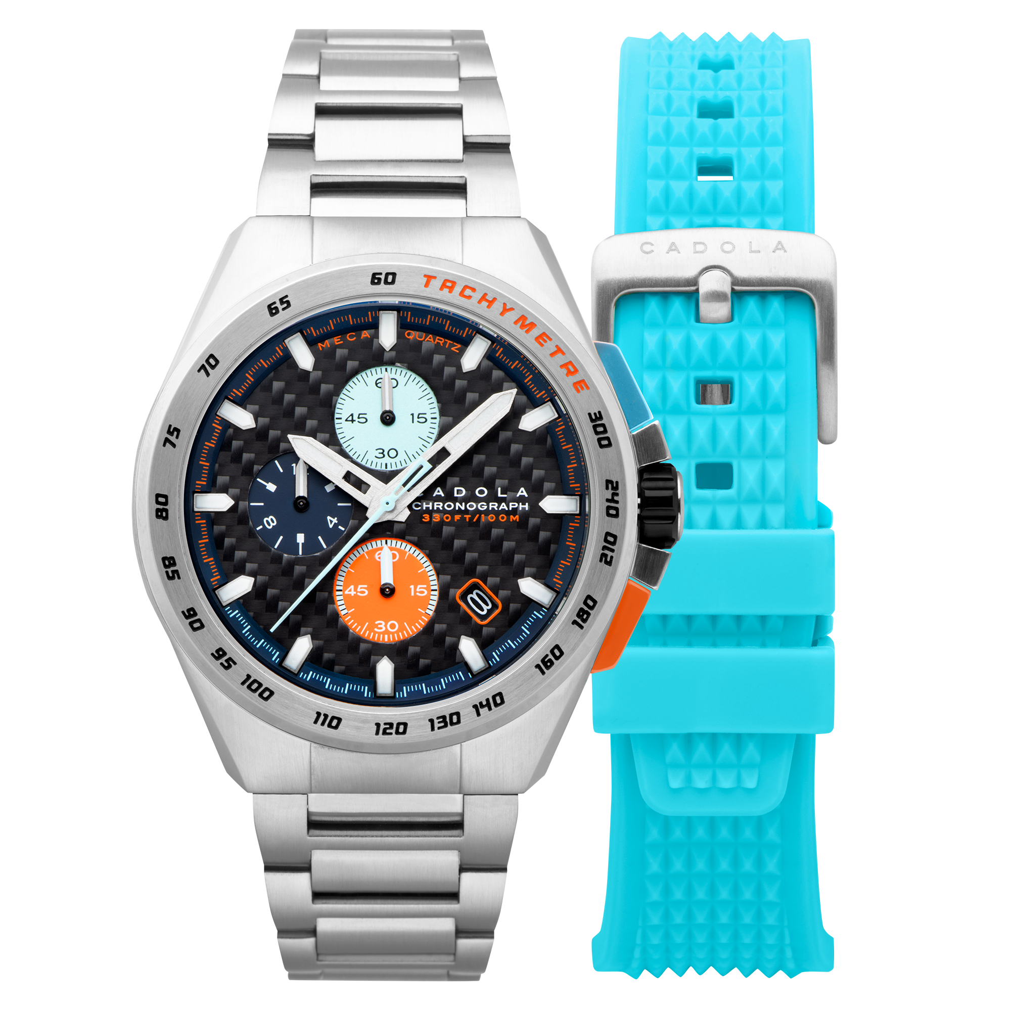 CADOLA Cadola Peterson Japanese Quartz Chronograph Orange Blue Men's Watch CD-1029-66