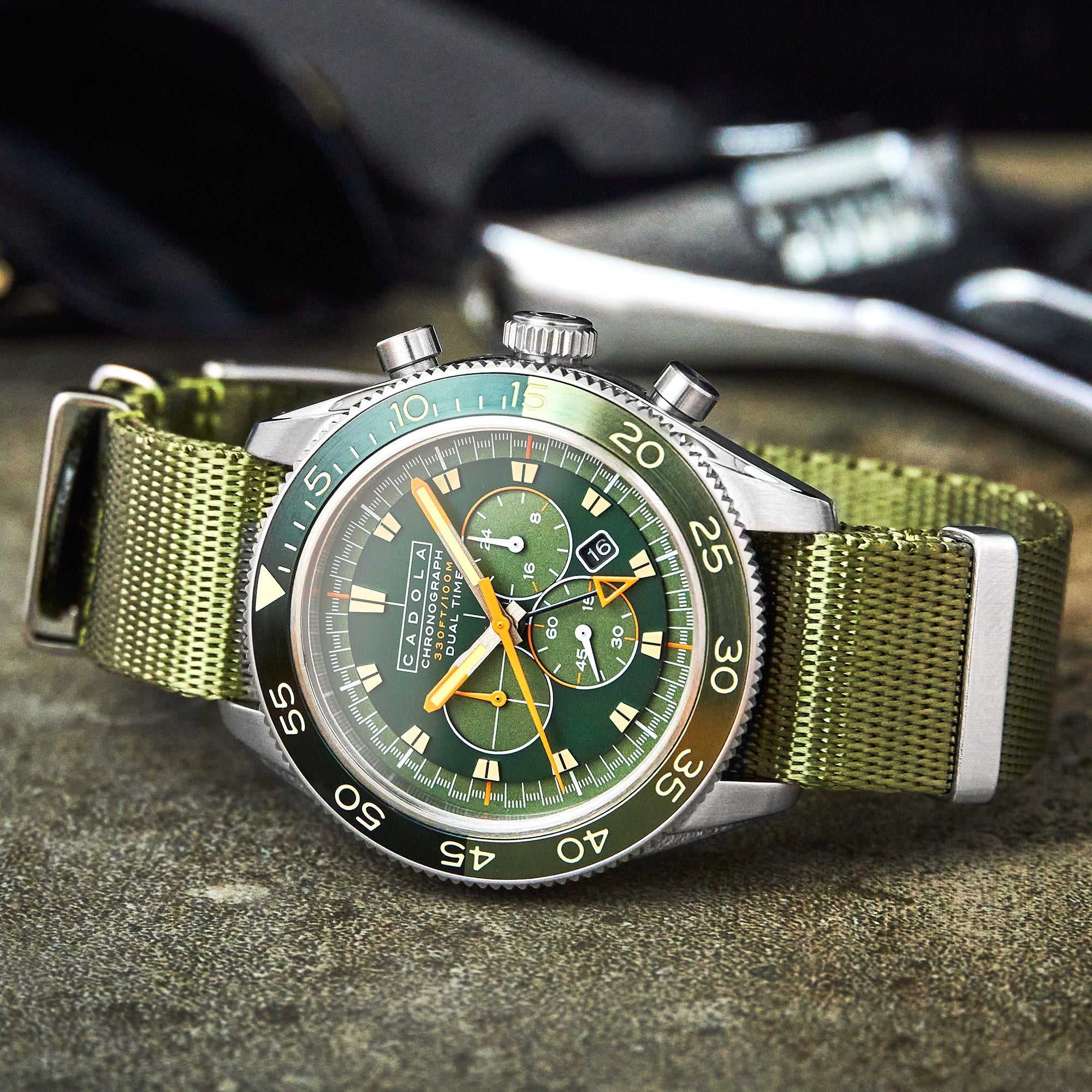 Cadola Cadola Ahrens Chronograph Track Green Men's Limited Edition Watch CD-1036-02