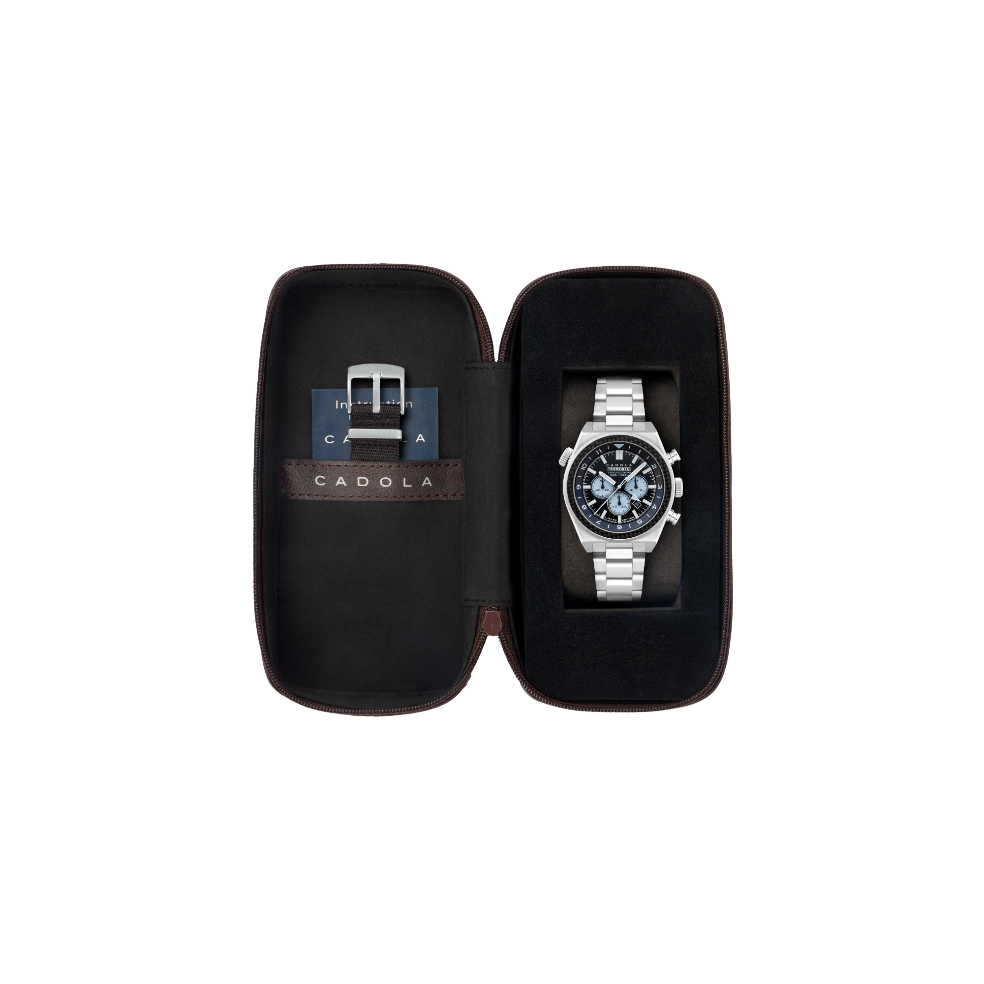 CADOLA Cadola Men's Panda Blue Cosworth Costin Dual Time Chronograph Limited Edition Watch CD-1042-33