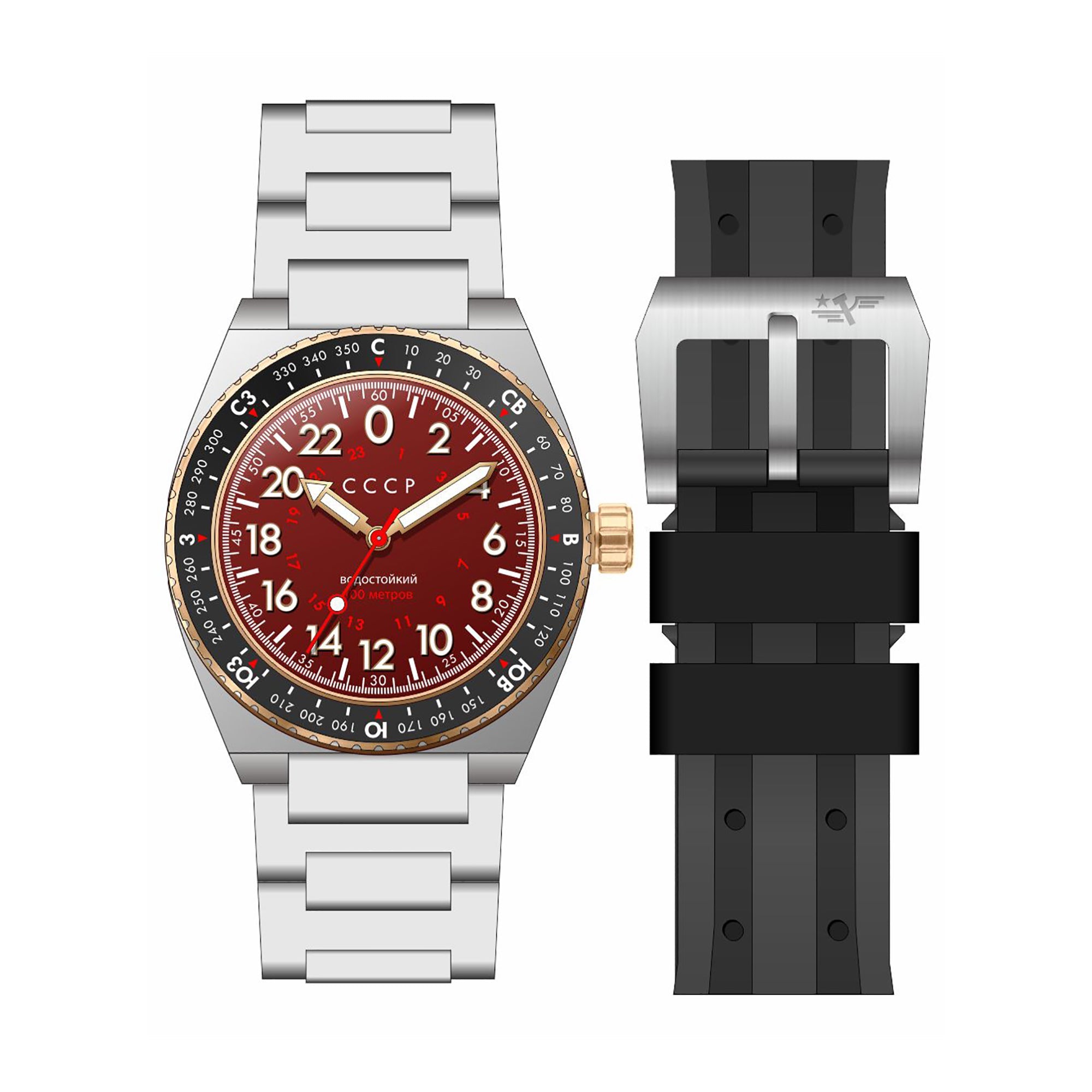 CCCP CCCP Aviation Mriya 24HR Pilot Red Men's Automaitc Watch CP-7074-33