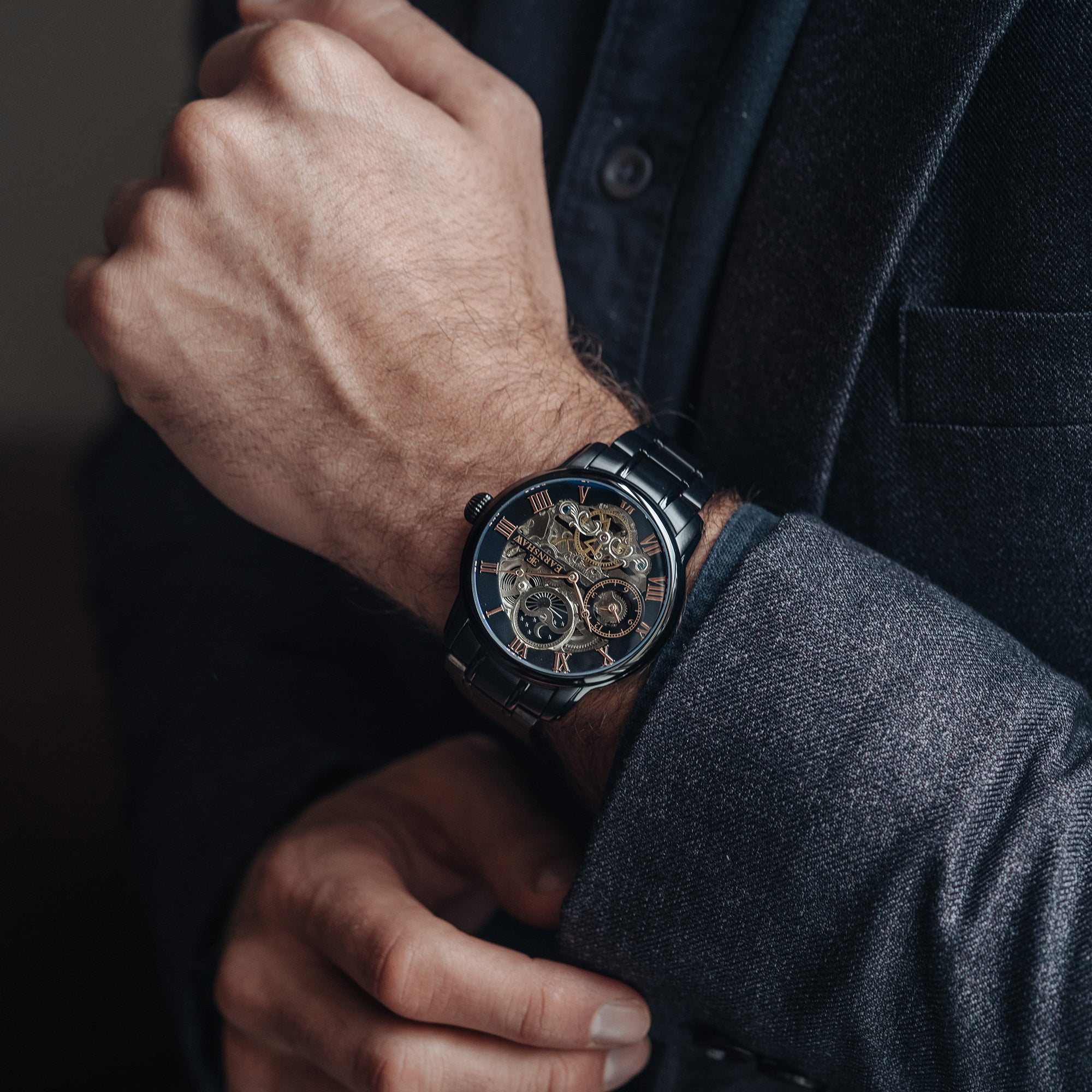 Thomas Earnshaw Thomas Earnshaw Longitude Men's Automatic Skeleton Tuxedo Black Watch ES-8006-55