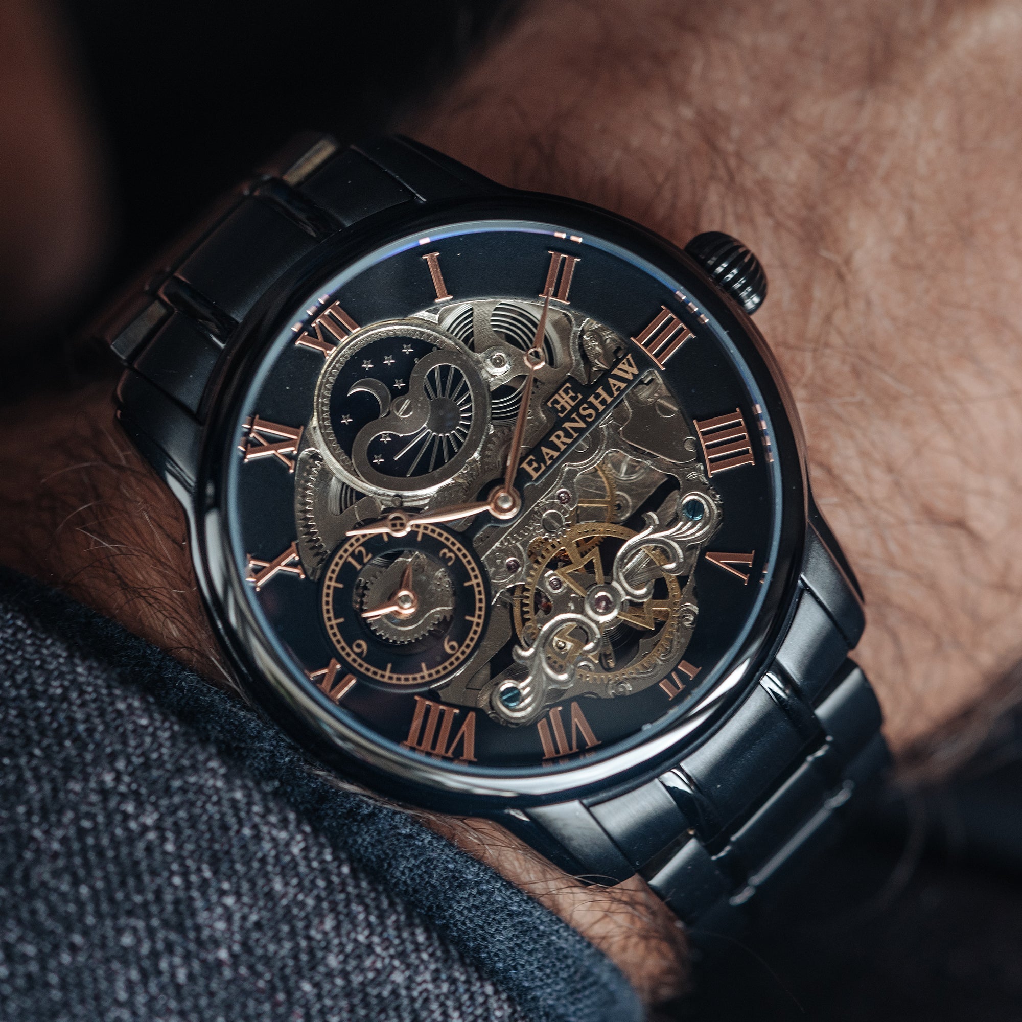 THOMAS EARNSHAW Thomas Earnshaw Longitude Men's Automatic Skeleton Tuxedo Black Watch ES-8006-55