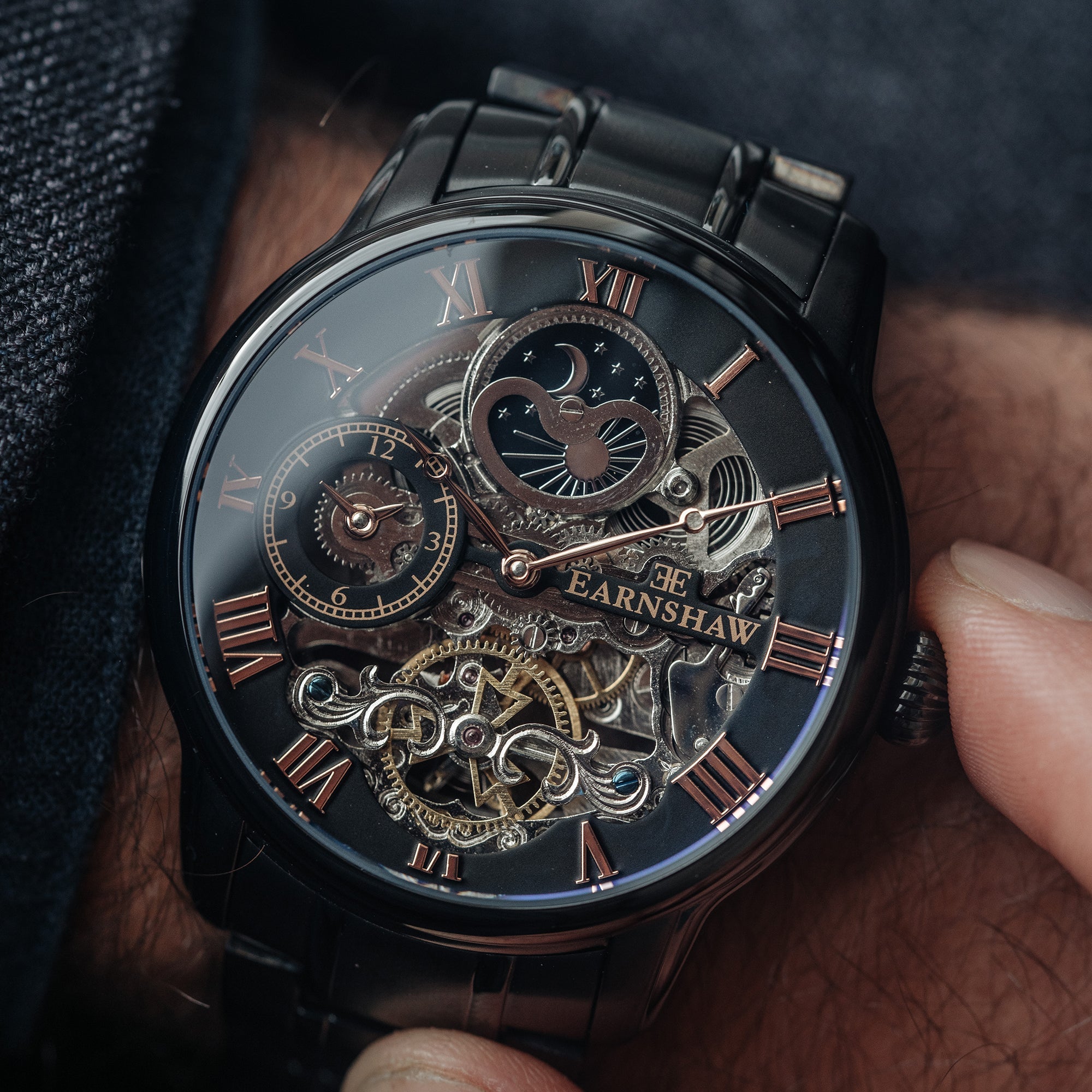Thomas Earnshaw Thomas Earnshaw Longitude Men's Automatic Skeleton Tuxedo Black Watch ES-8006-55