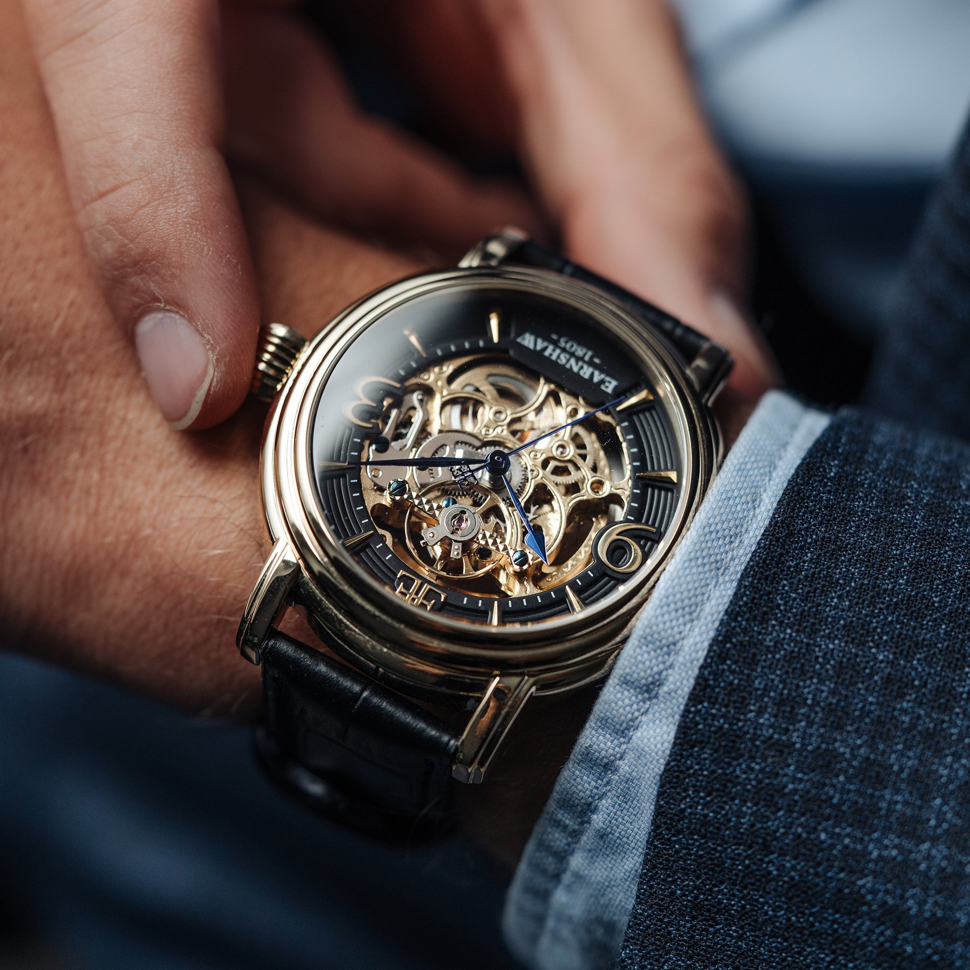 THOMAS EARNSHAW Thomas Earnshaw Longcase Men's Automatic Skeleton Laurel Gold Watch ES-8011-03