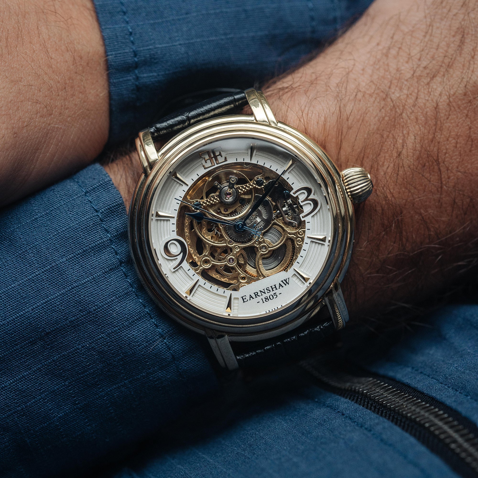 Thomas Earnshaw Thomas Earnshaw Longcase Men's Automatic Skeleton Sovereign Gold Watch ES-8011-04