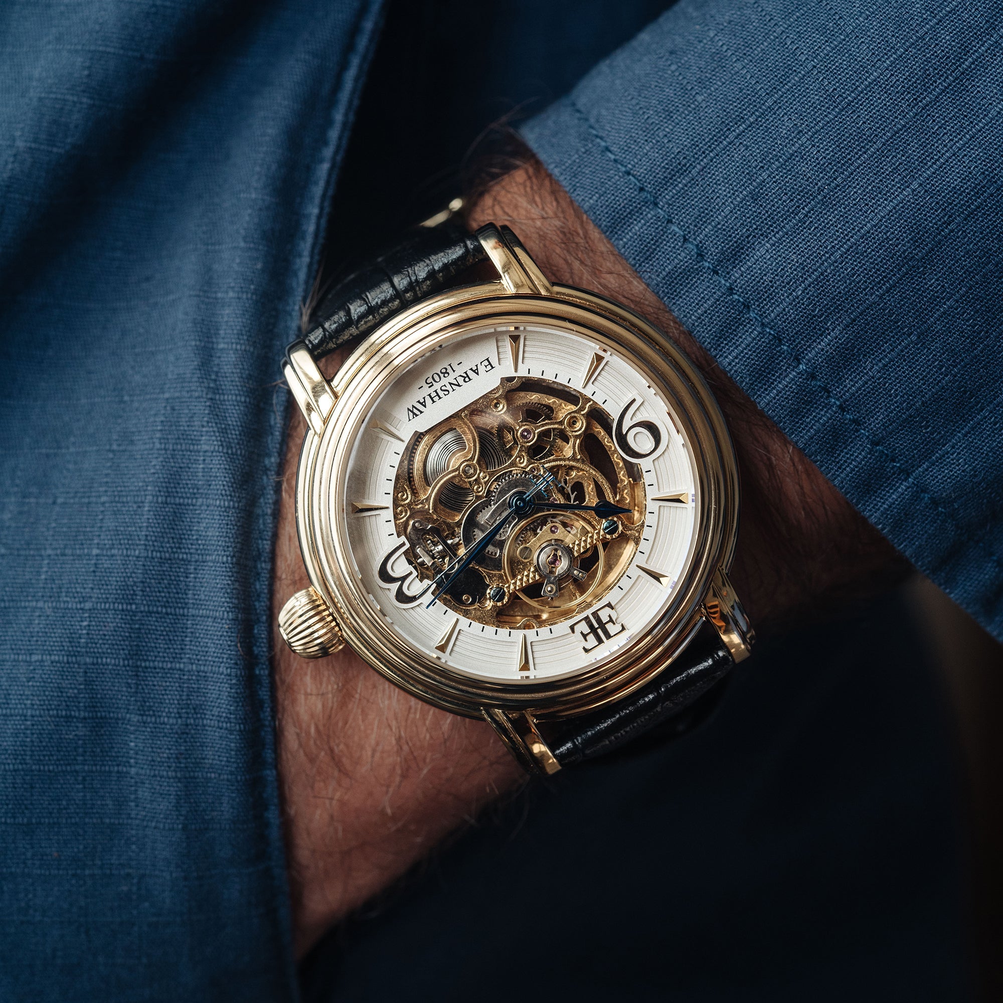 Thomas Earnshaw Thomas Earnshaw Longcase Men's Automatic Skeleton Sovereign Gold Watch ES-8011-04