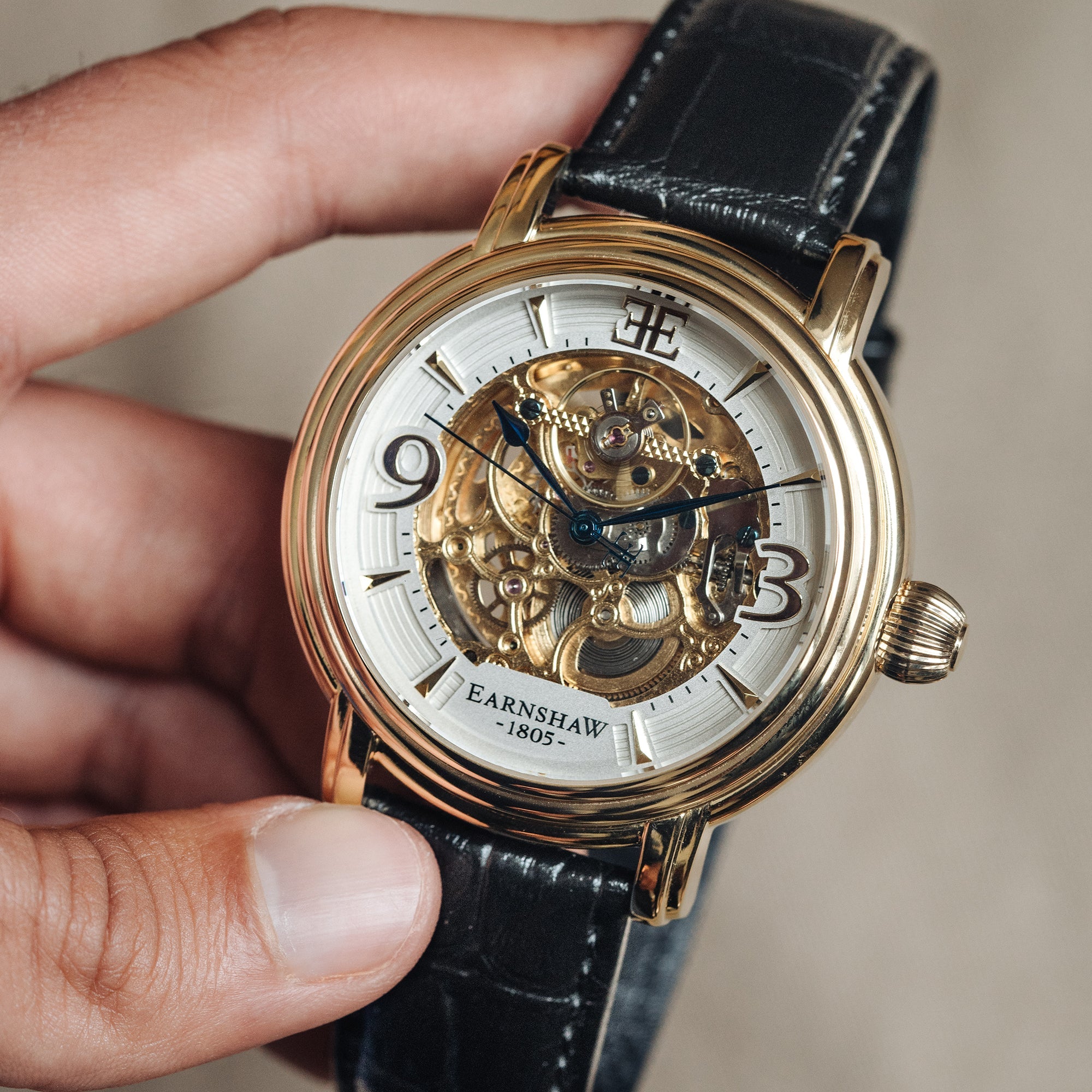 THOMAS EARNSHAW Thomas Earnshaw Longcase Men's Automatic Skeleton Sovereign Gold Watch ES-8011-04