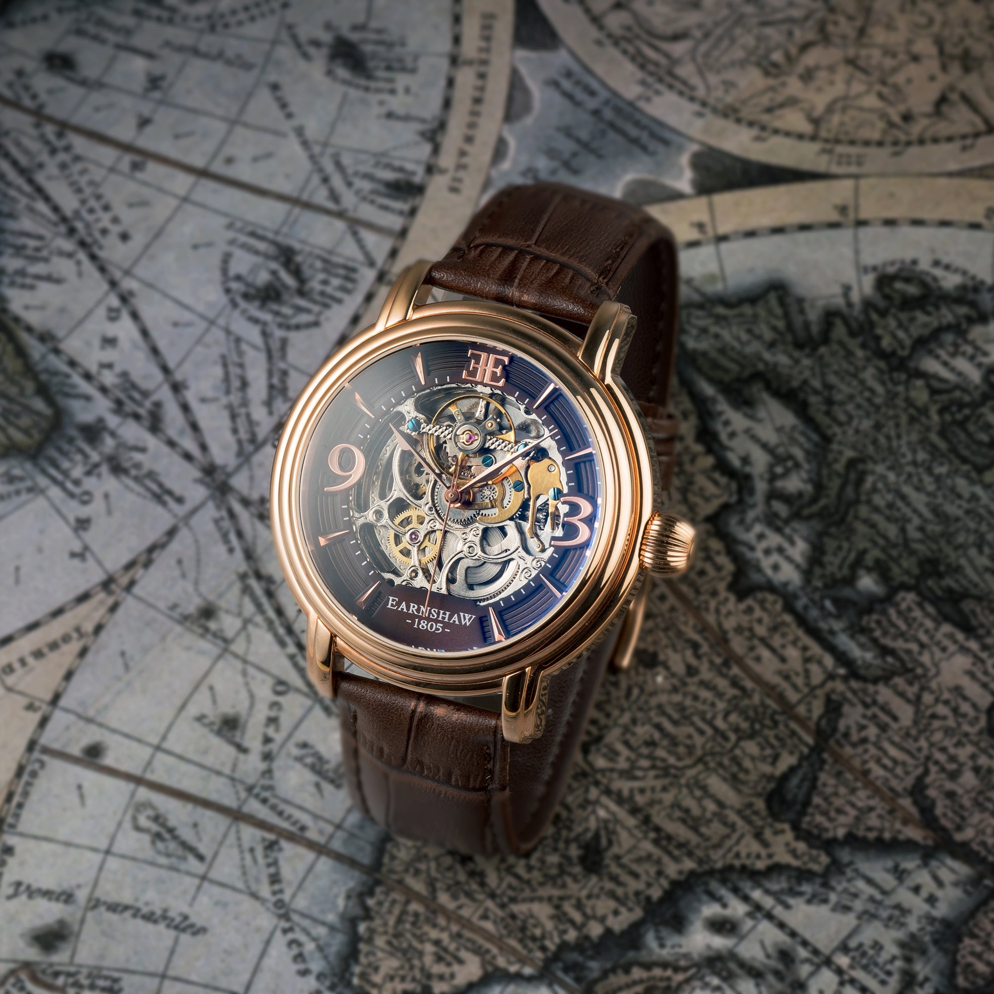 THOMAS EARNSHAW Thomas Earnshaw Longcase Men's Automatic Skeleton Brandy Rose Gold Watch ES-8011-07