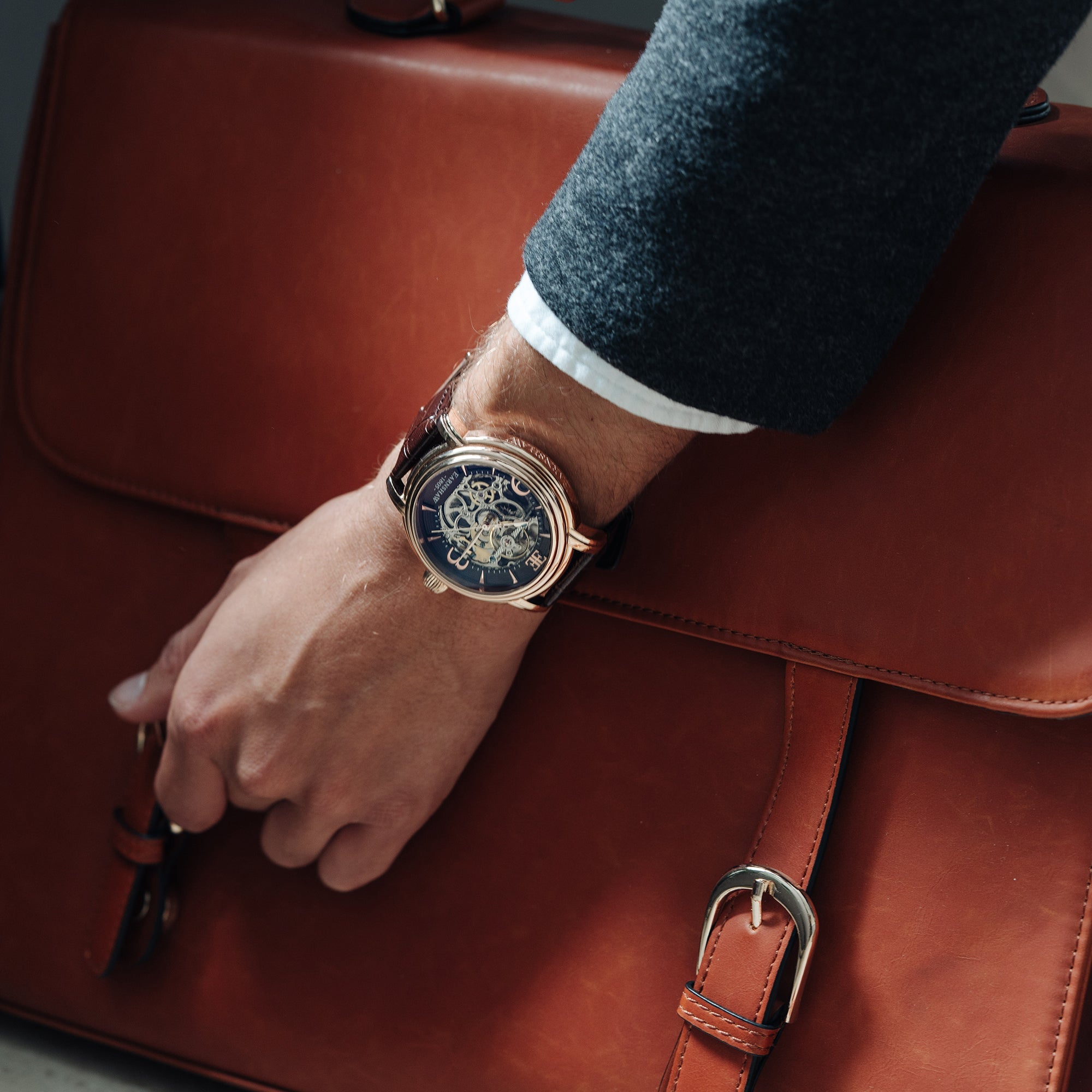 THOMAS EARNSHAW Thomas Earnshaw Longcase Men's Automatic Skeleton Brandy Rose Gold Watch ES-8011-07