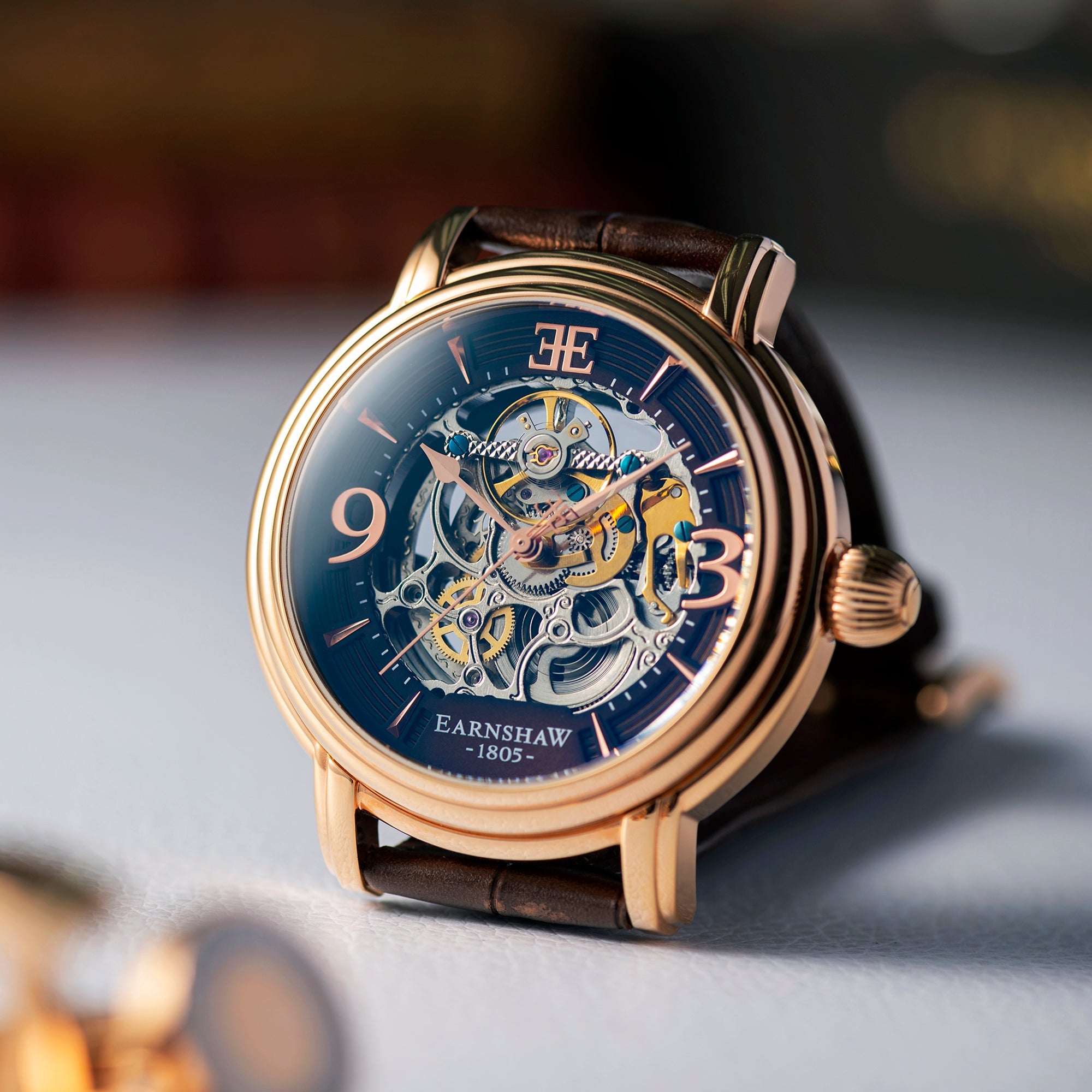THOMAS EARNSHAW Thomas Earnshaw Longcase Men's Automatic Skeleton Brandy Rose Gold Watch ES-8011-07