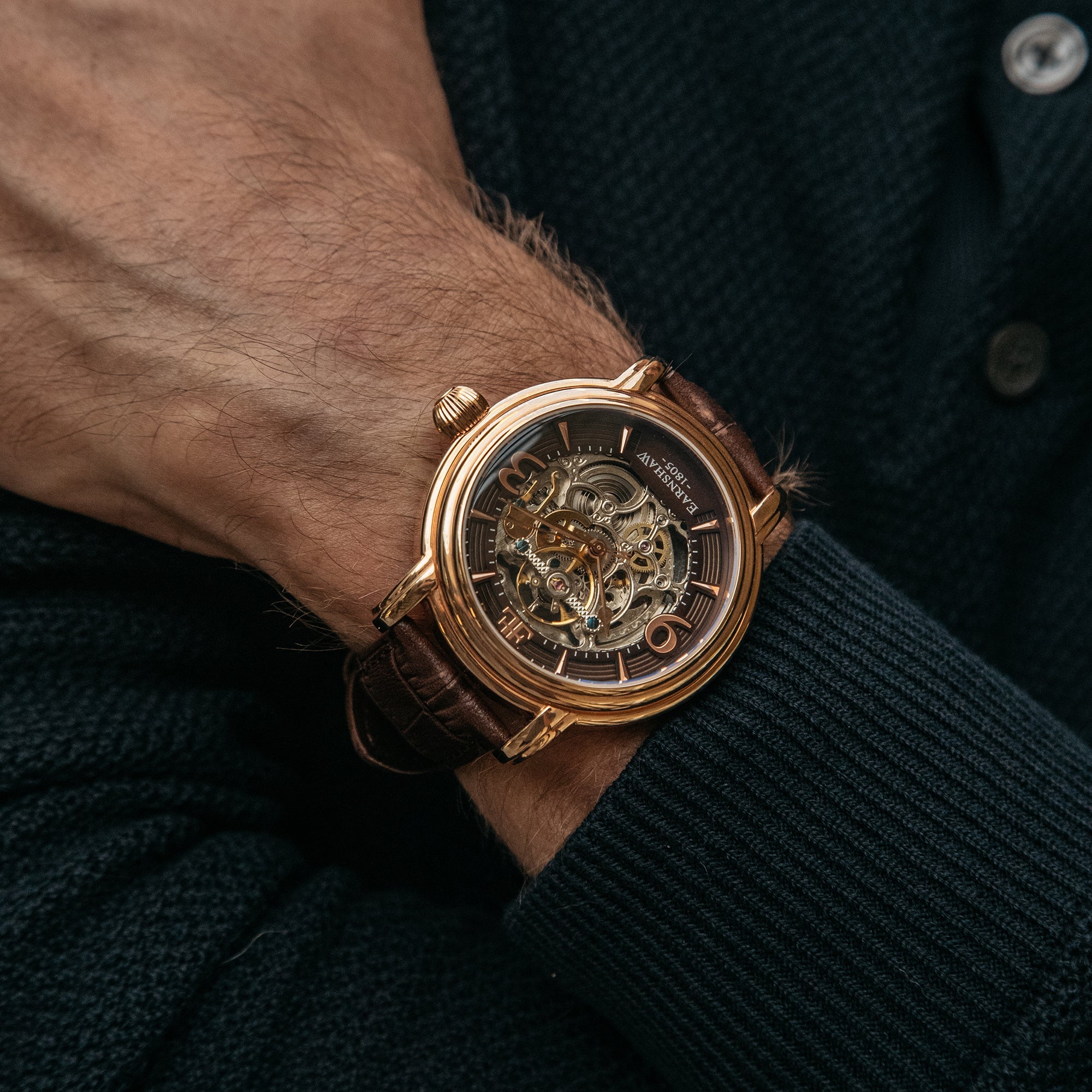 THOMAS EARNSHAW Thomas Earnshaw Longcase Men's Automatic Skeleton Brandy Rose Gold Watch ES-8011-07