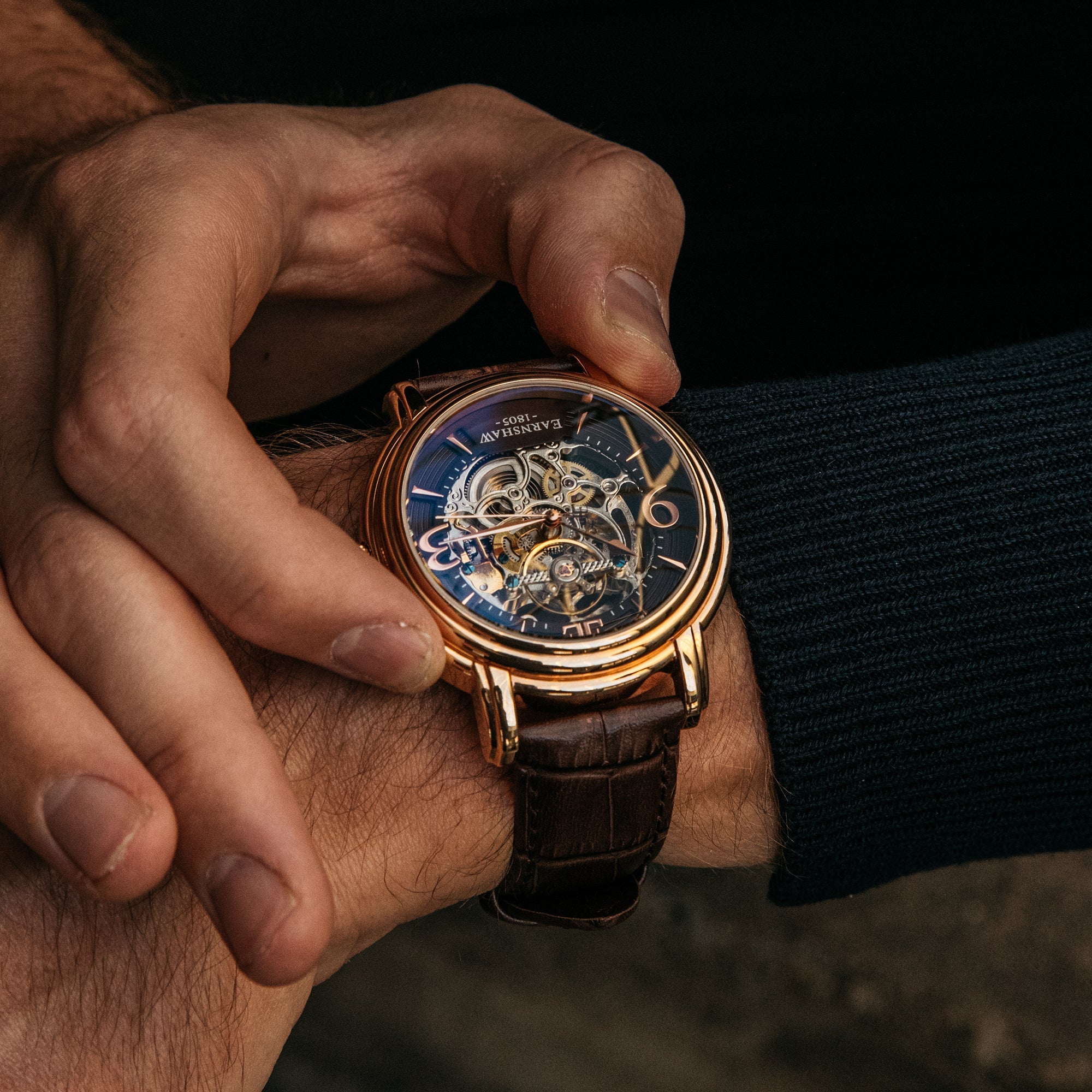 THOMAS EARNSHAW Thomas Earnshaw Longcase Men's Automatic Skeleton Brandy Rose Gold Watch ES-8011-07