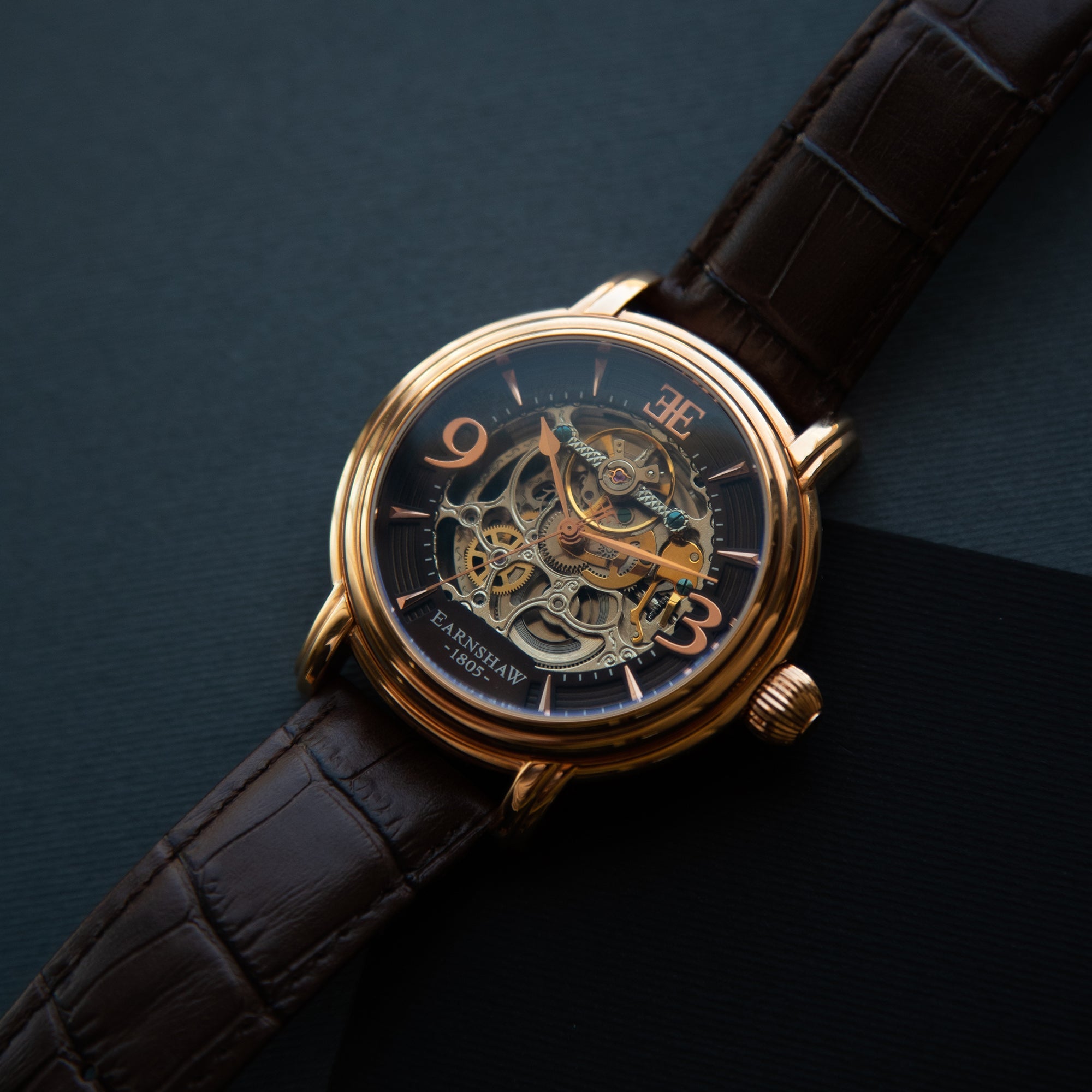 THOMAS EARNSHAW Thomas Earnshaw Longcase Men's Automatic Skeleton Brandy Rose Gold Watch ES-8011-07