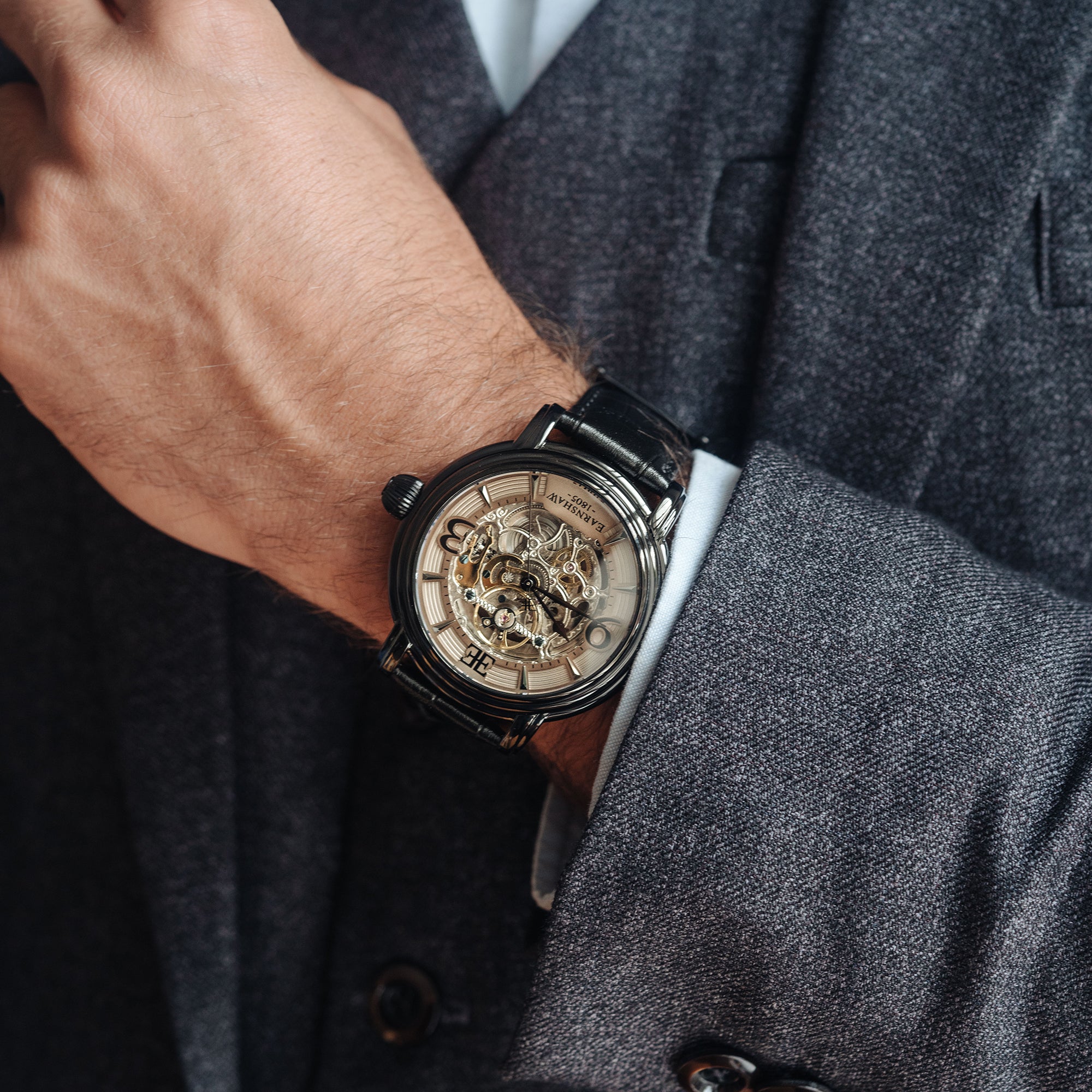 THOMAS EARNSHAW Thomas Earnshaw Longcase Men's Automatic Skeleton Stormy Black Watch ES-8011-08