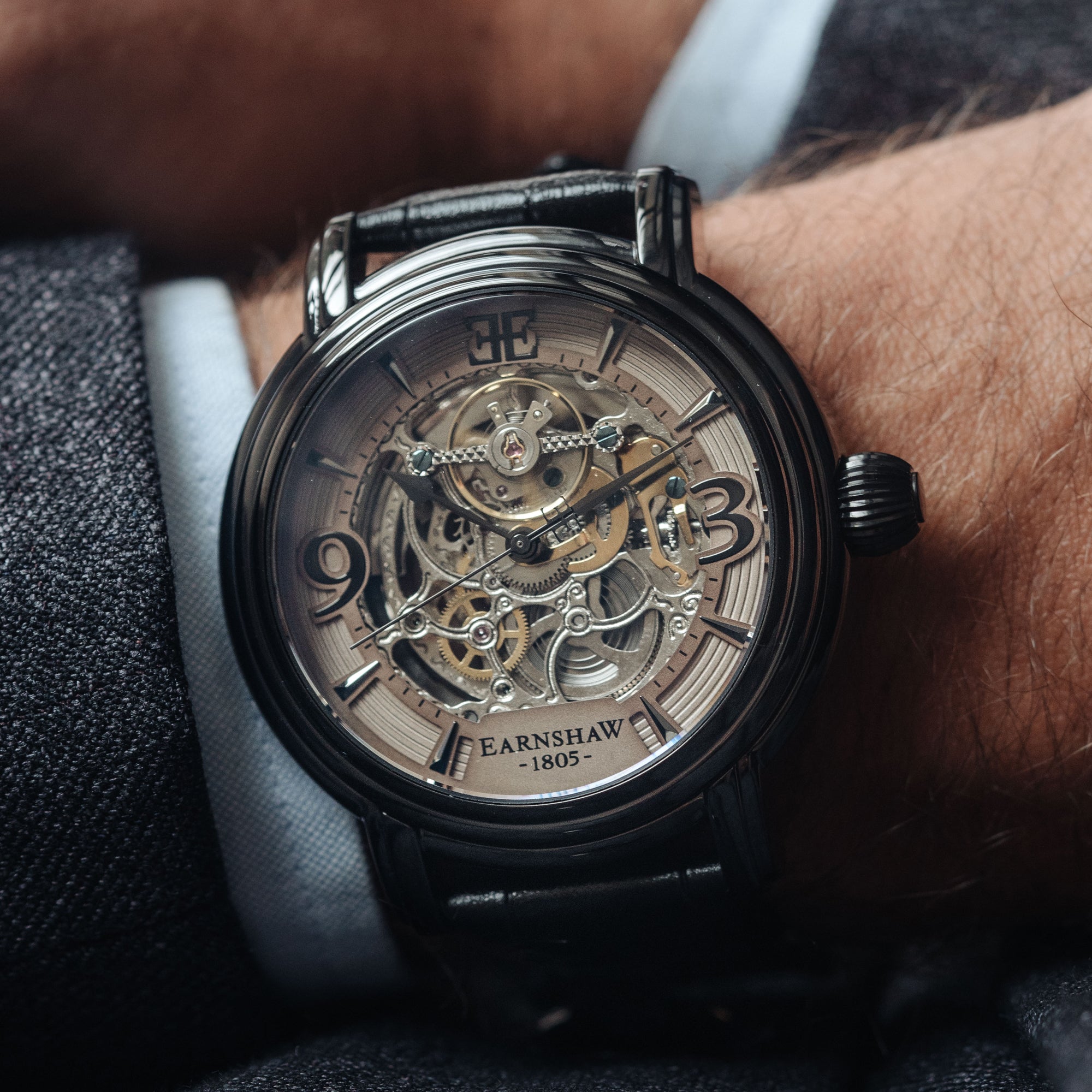 Thomas Earnshaw Thomas Earnshaw Longcase Men's Automatic Skeleton Stormy Black Watch ES-8011-08