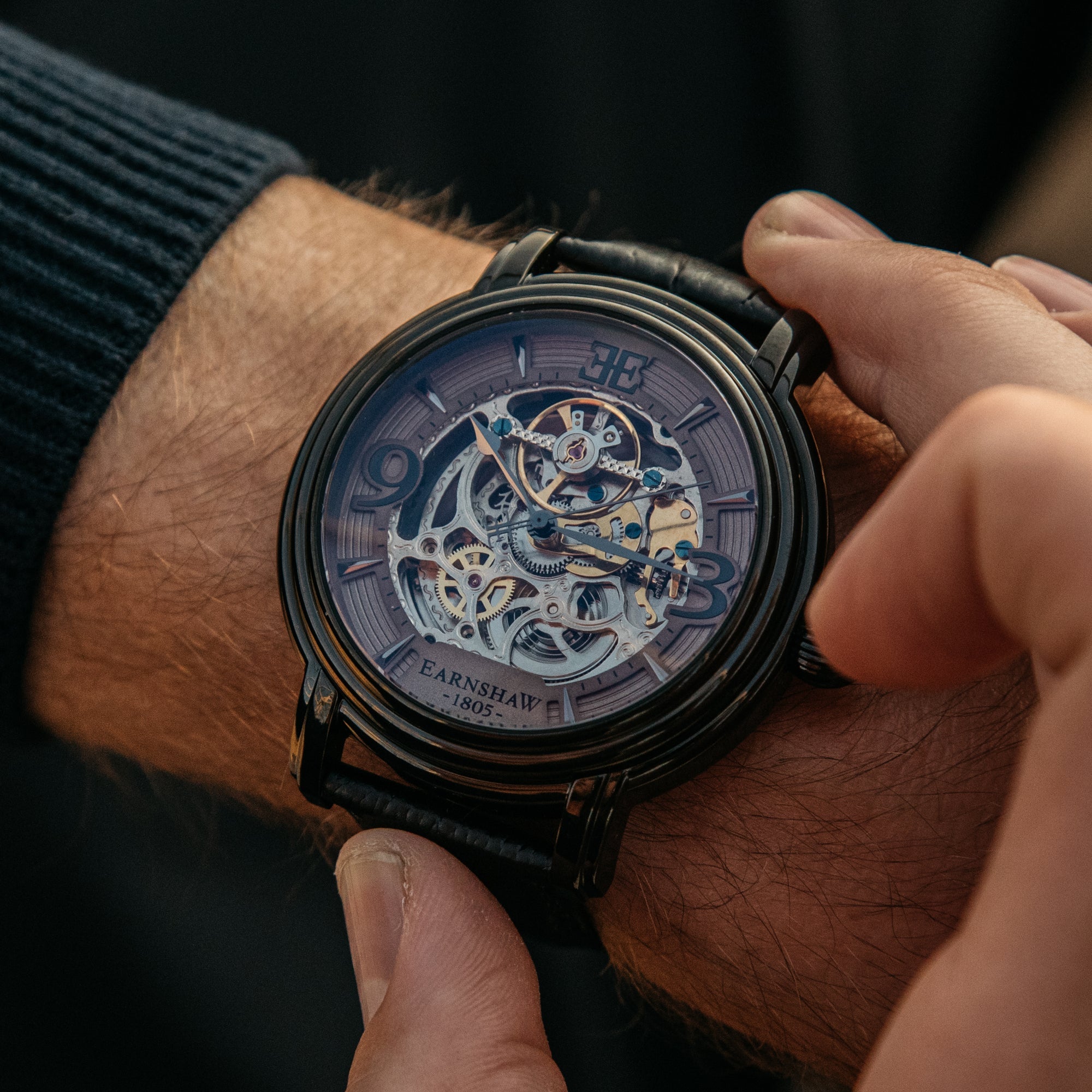 THOMAS EARNSHAW Thomas Earnshaw Longcase Men's Automatic Skeleton Stormy Black Watch ES-8011-08