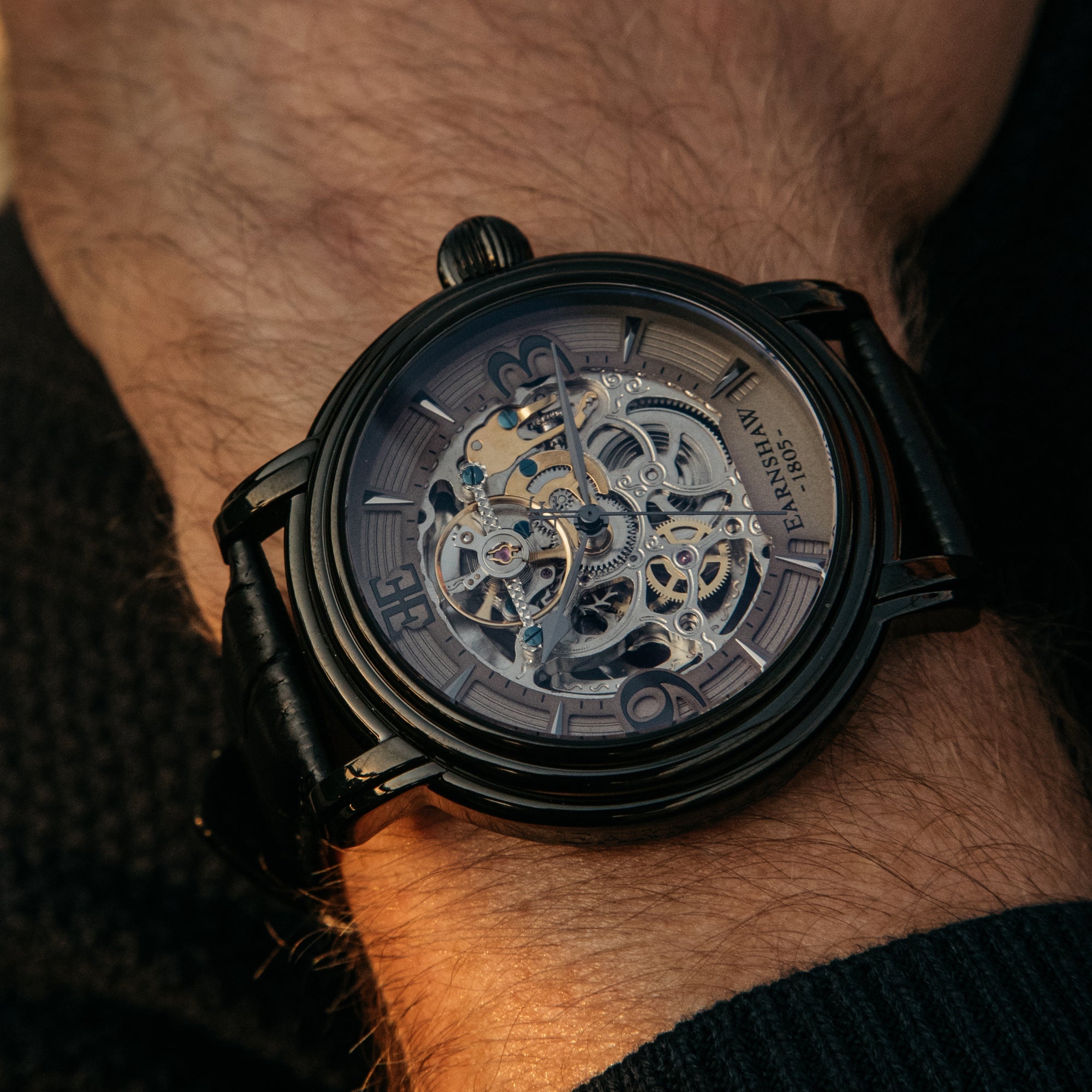 Thomas Earnshaw Thomas Earnshaw Longcase Men's Automatic Skeleton Stormy Black Watch ES-8011-08