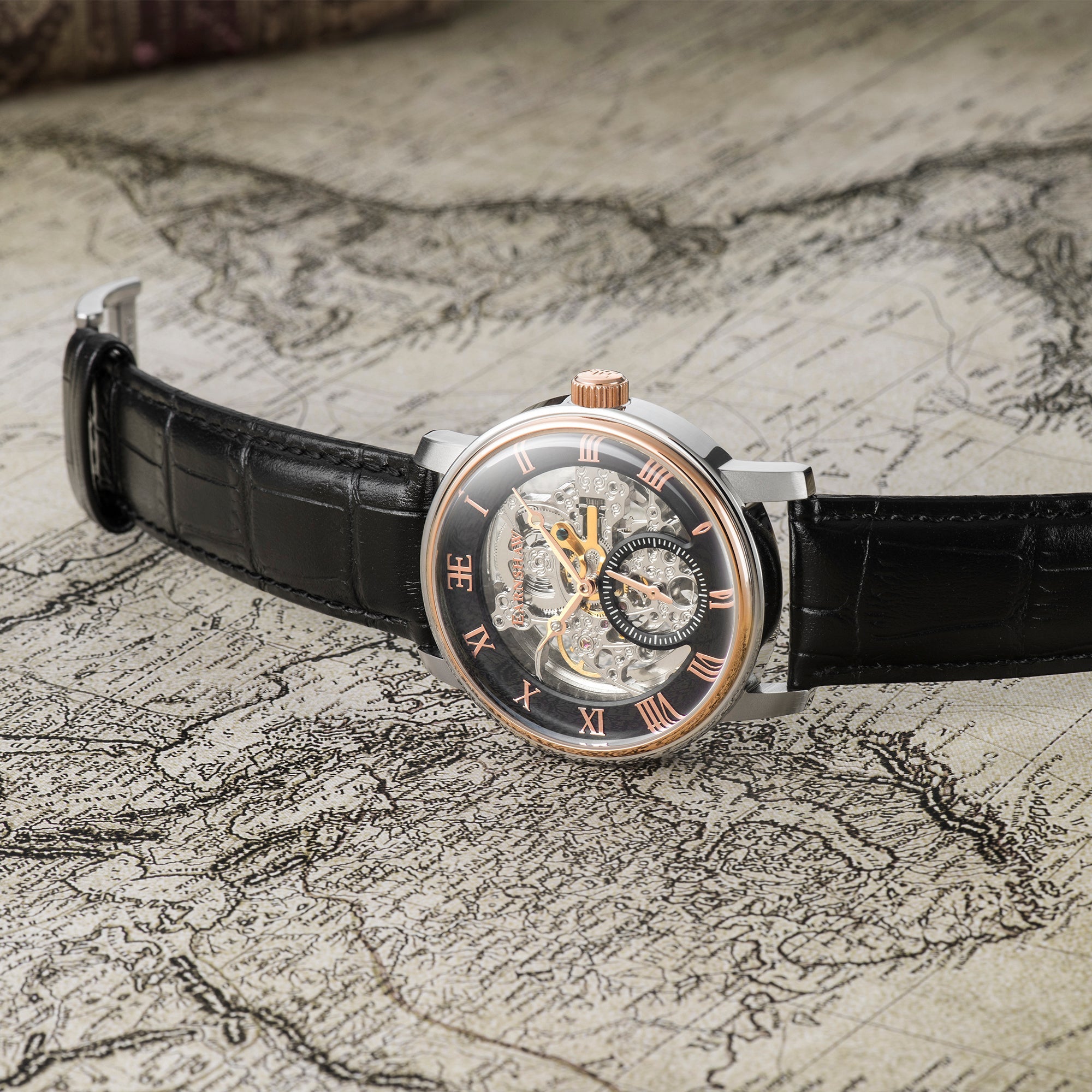 THOMAS EARNSHAW Thomas Earnshaw Westminster Men's Automatic Skeleton Golden Black Watch ES-8041-04