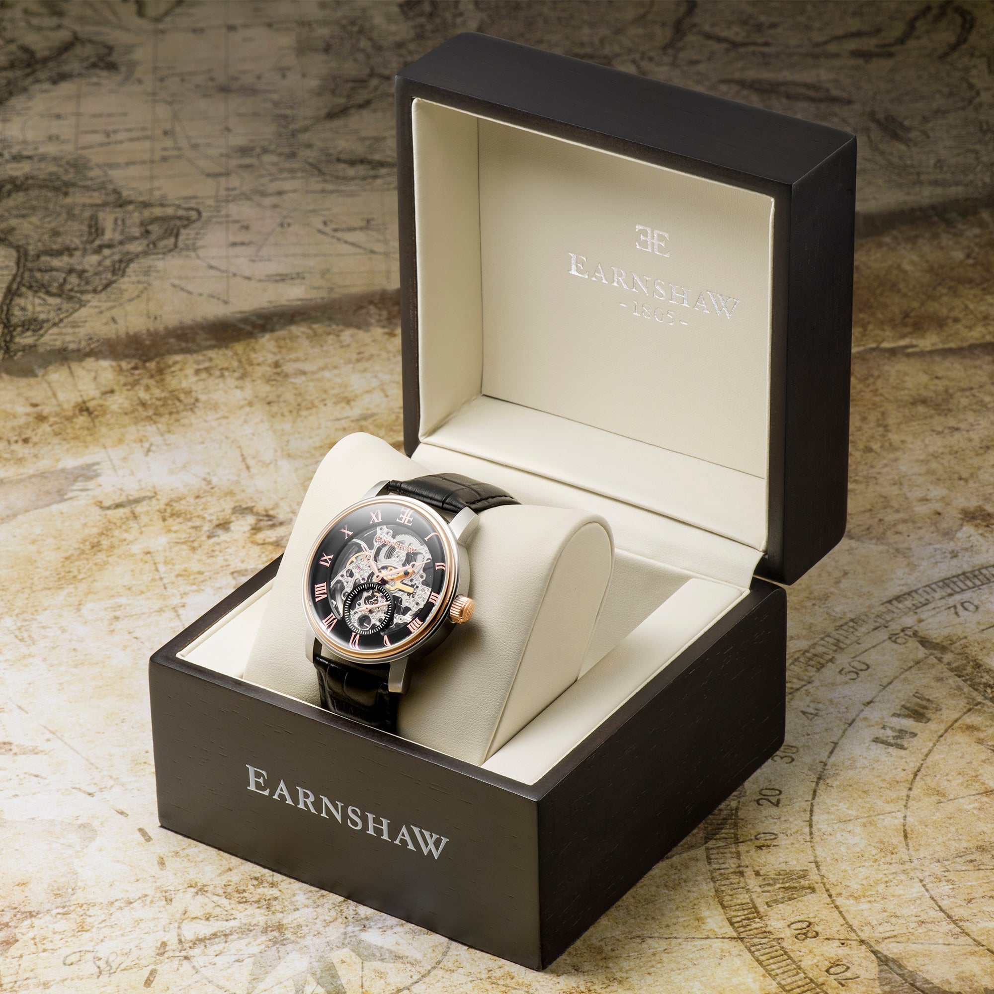 THOMAS EARNSHAW Thomas Earnshaw Westminster Men's Automatic Skeleton Golden Black Watch ES-8041-04
