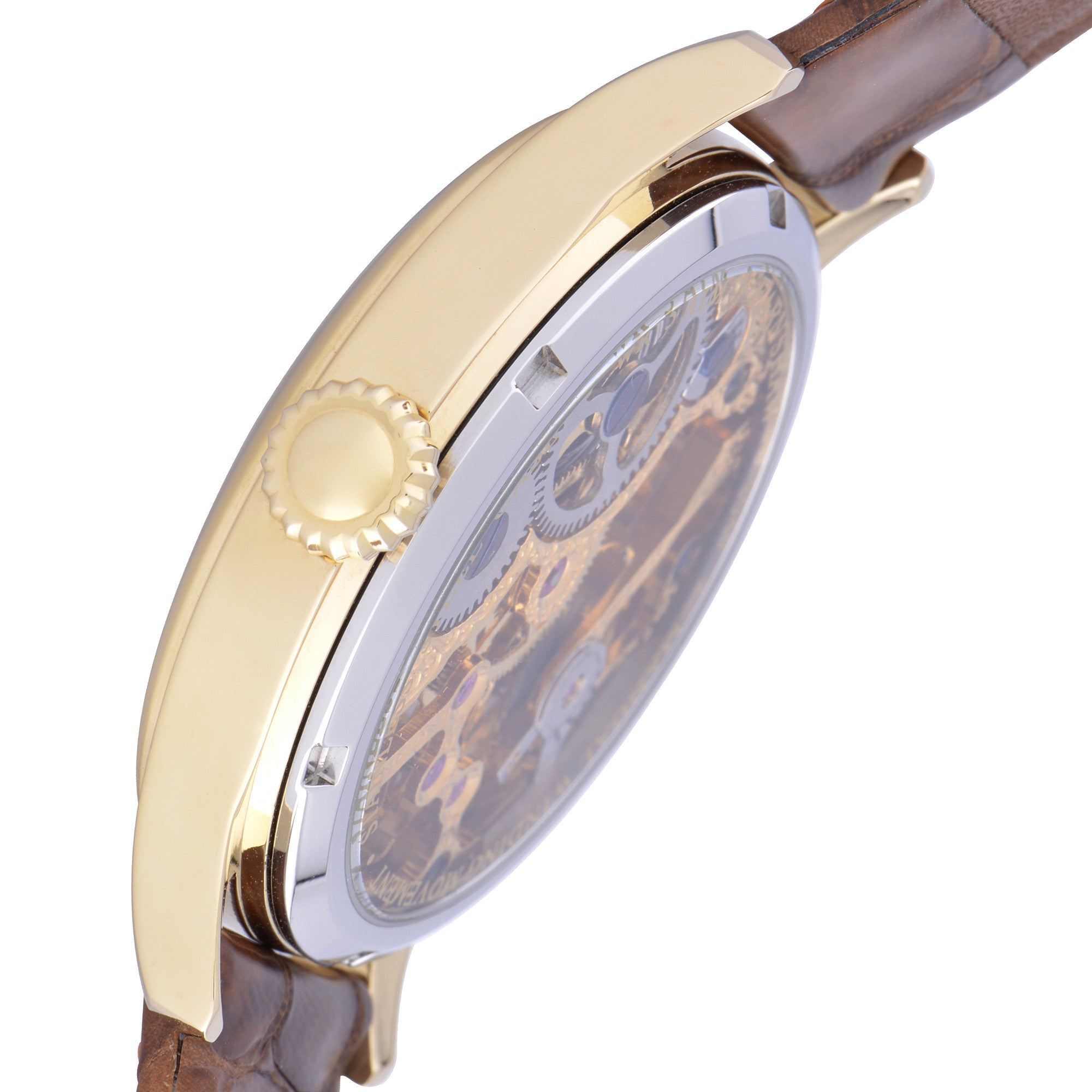 THOMAS EARNSHAW Thomas Earnshaw Bauer Men's Mechanical Skeleton Structured Gold Watch ES-8049-02