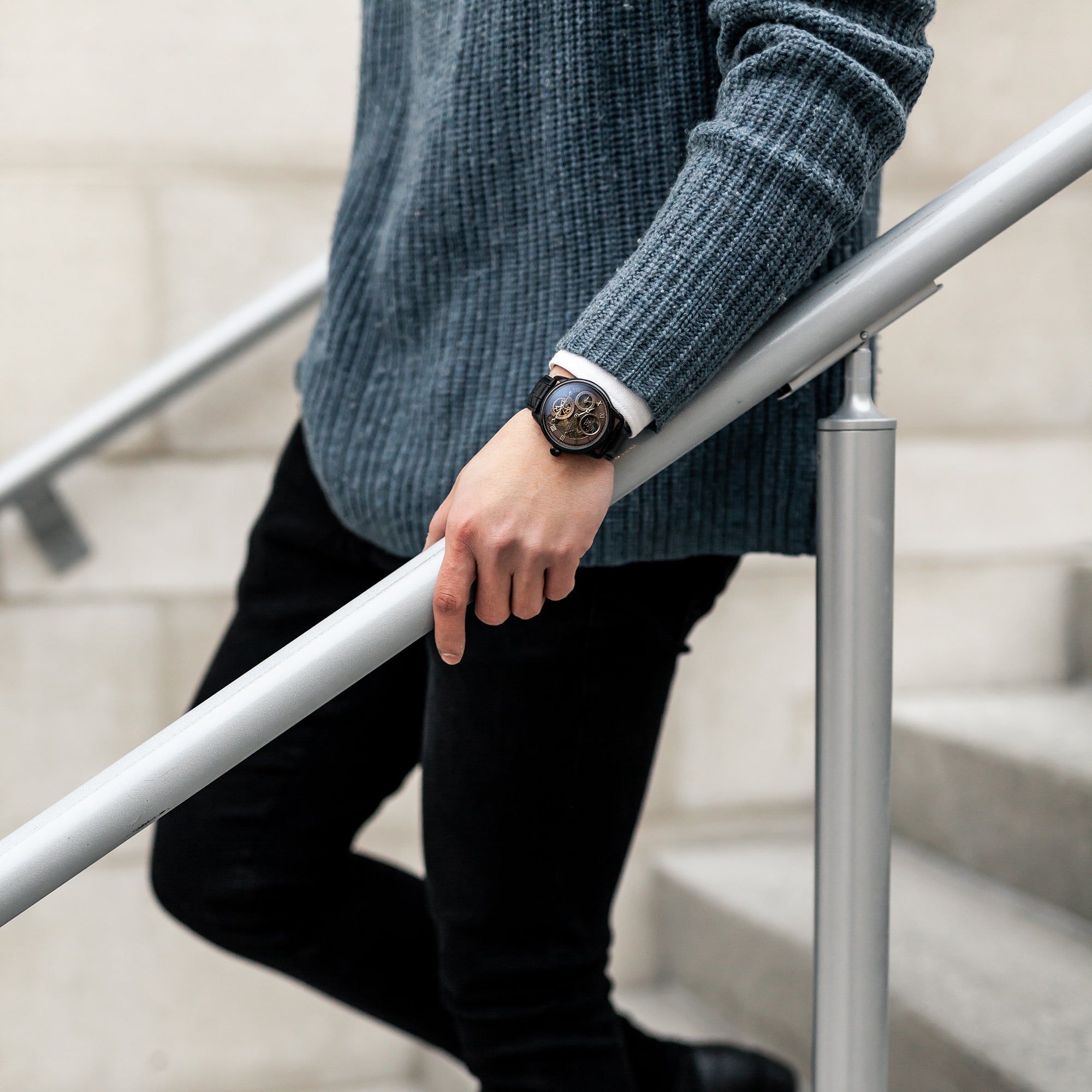 THOMAS EARNSHAW Thomas Earnshaw Longitude Men's Stealth Automatic Skeleton Stealth Black Watch ES-8063-03