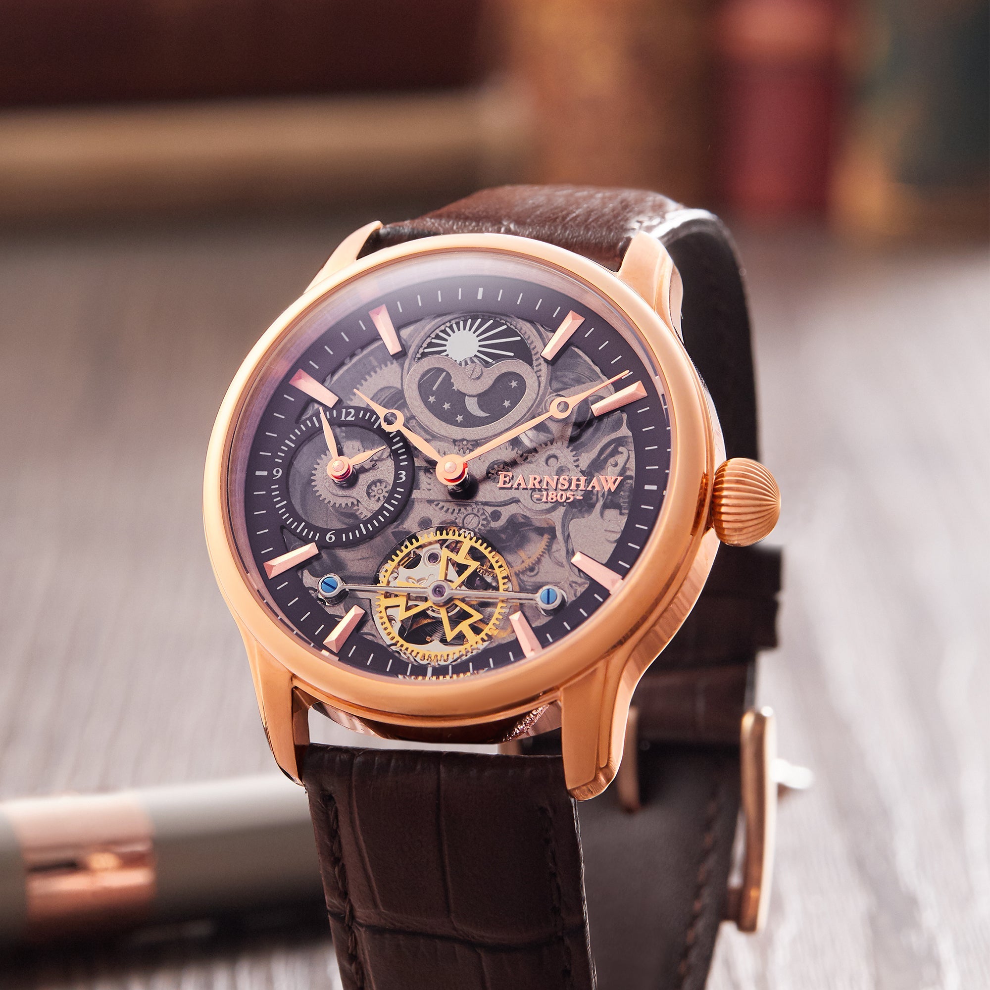 THOMAS EARNSHAW Thomas Earnshaw Longitude Men's Cherry Automatic Skeleton Cherry Brown Watch ES-8063-06