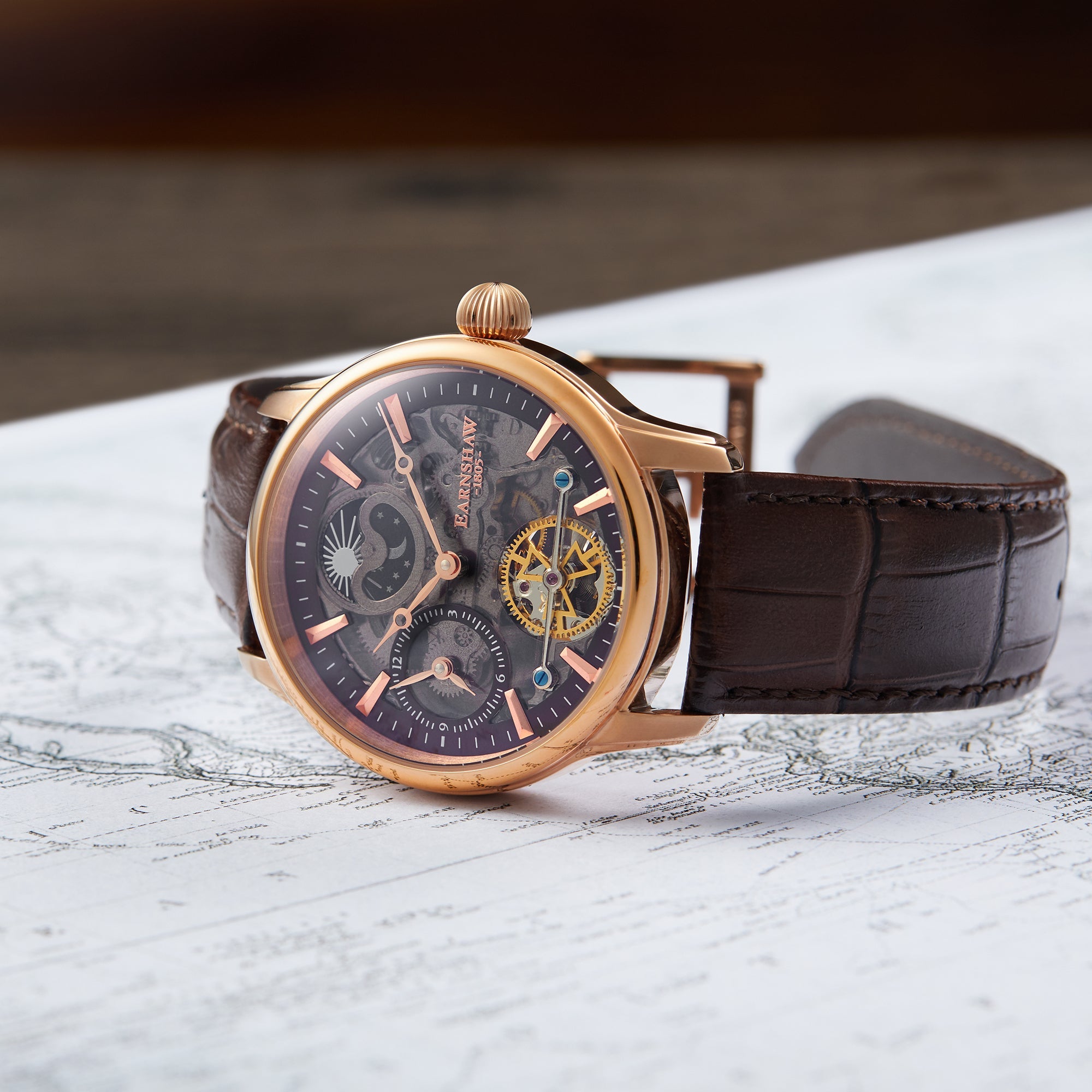 Thomas Earnshaw Thomas Earnshaw Longitude Men's Cherry Automatic Skeleton Cherry Brown Watch ES-8063-06