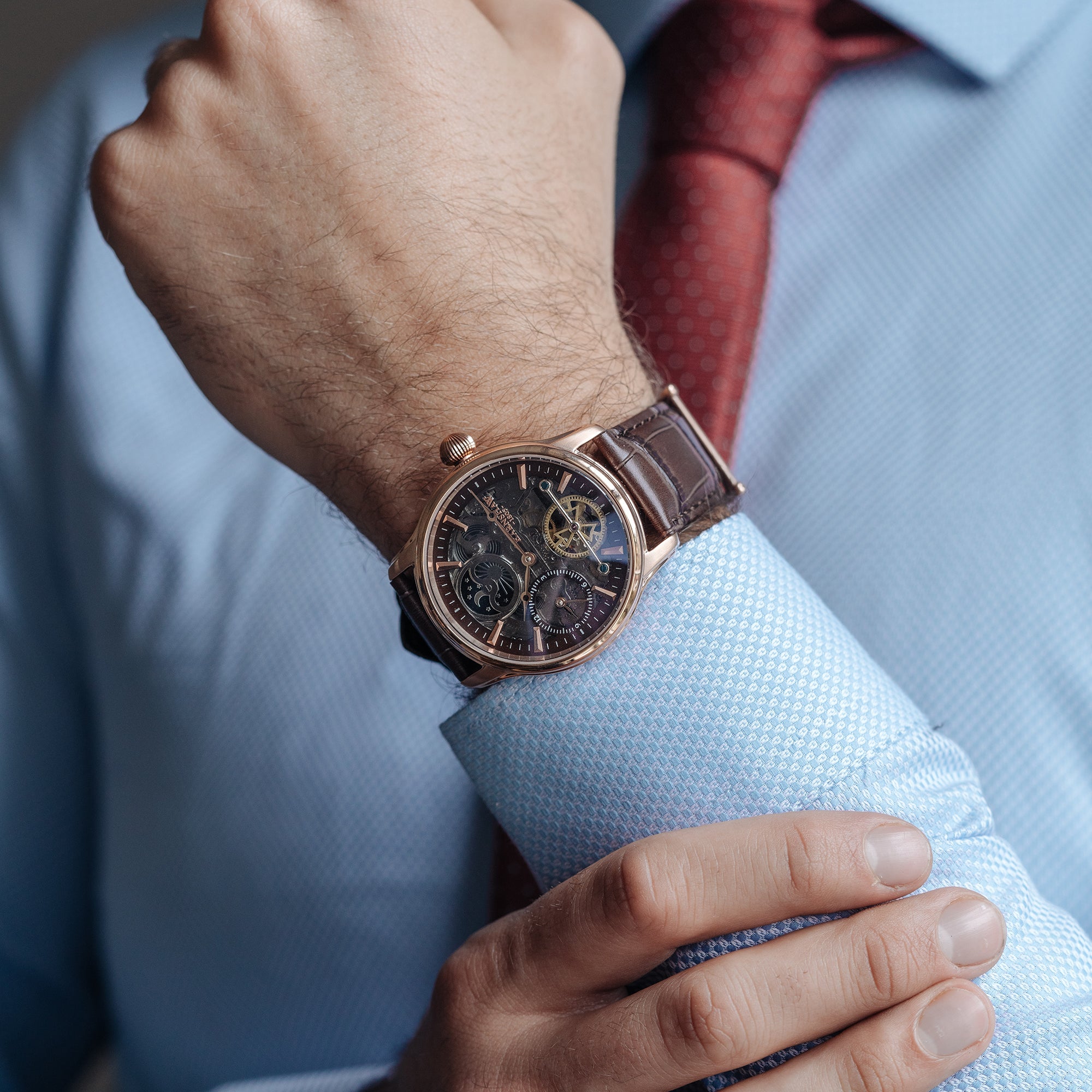 Thomas Earnshaw Thomas Earnshaw Longitude Men's Cherry Automatic Skeleton Cherry Brown Watch ES-8063-06