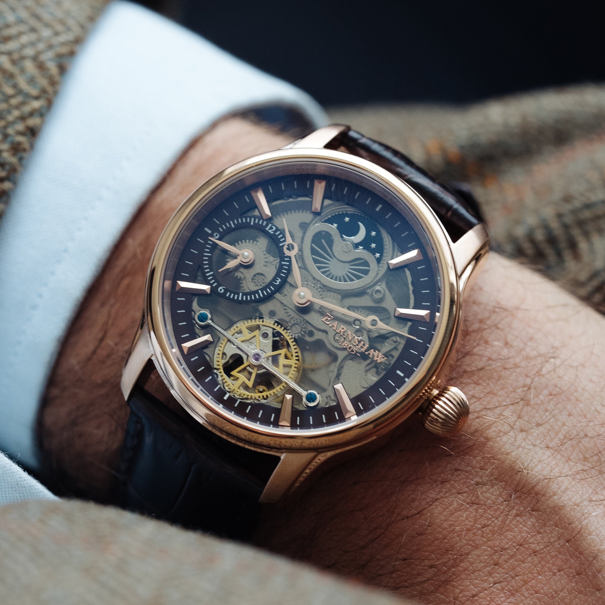 Thomas Earnshaw Thomas Earnshaw Longitude Men's Cherry Automatic Skeleton Cherry Brown Watch ES-8063-06