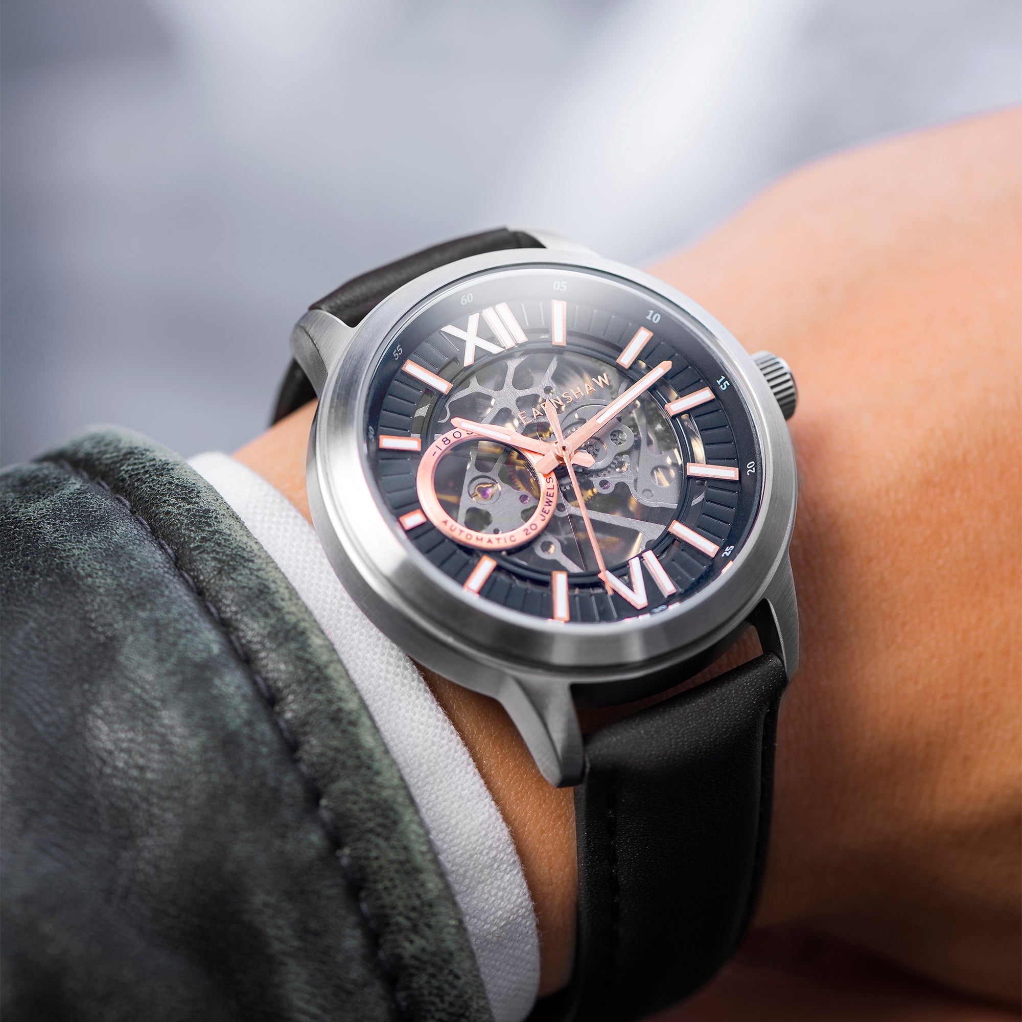 THOMAS EARNSHAW Thomas Earnshaw Raleigh Skeleton Men's Automatic Skeleton Earthy Grey Watch ES-8140-03