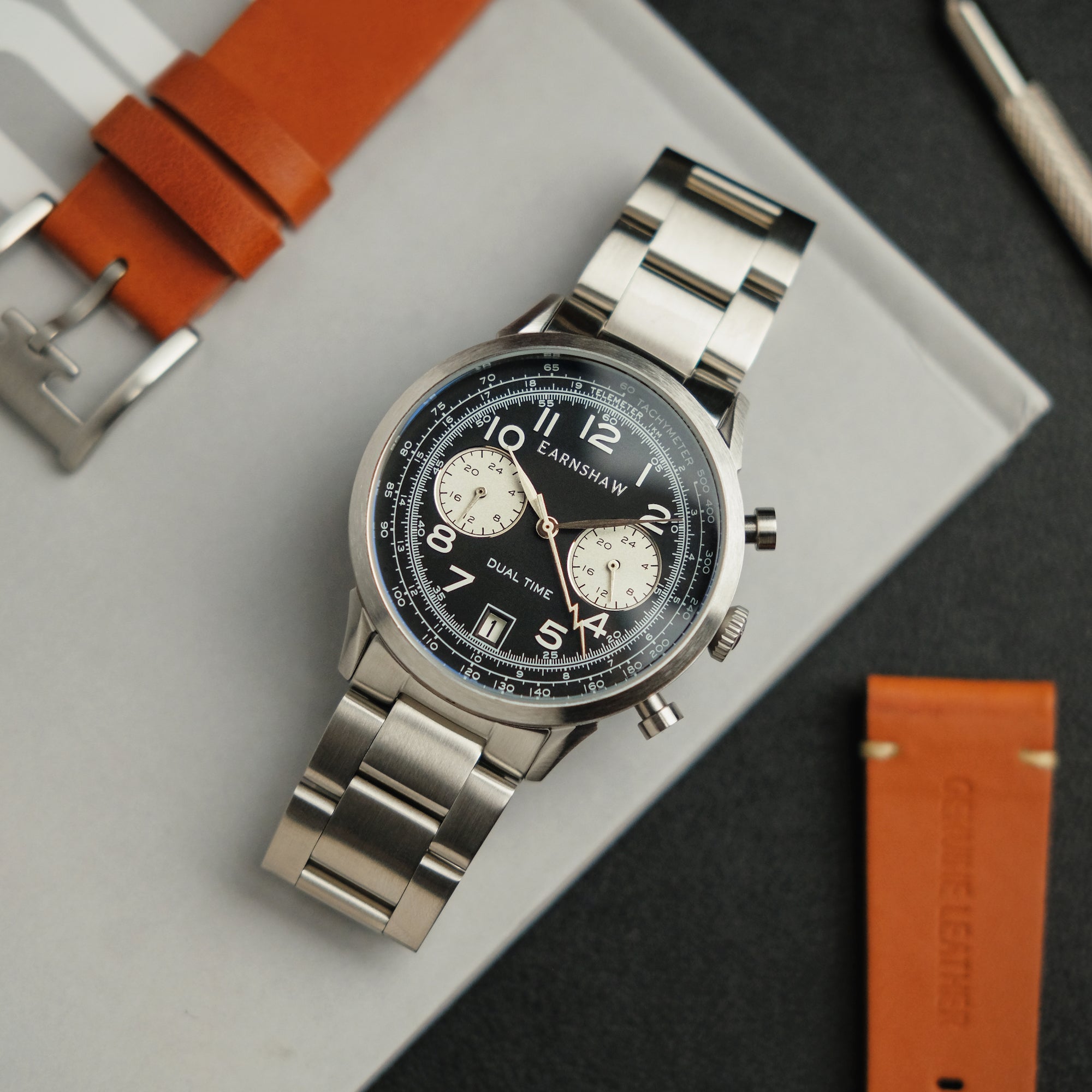 Thomas Earnshaw Thomas Earnshaw Men's Ampere Dark Grey Japanese Quartz Dual Time Watch - ES-8186-11