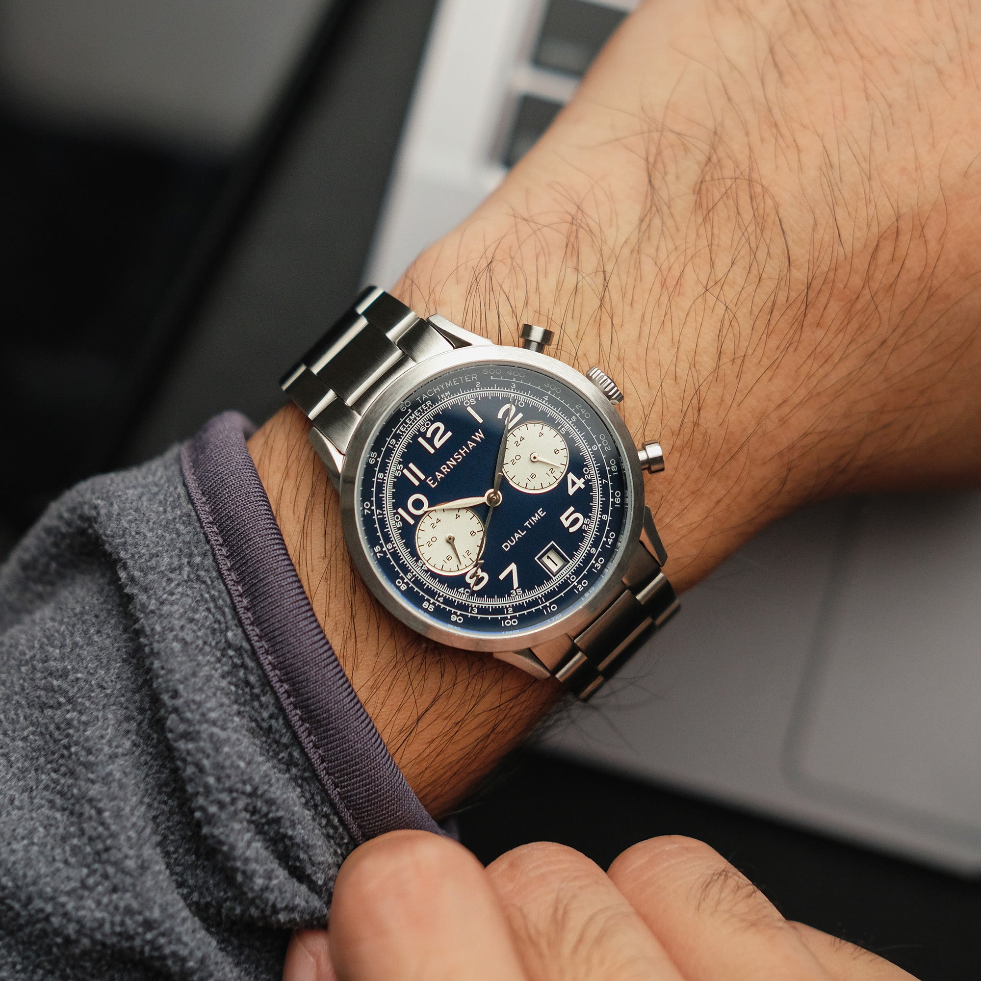 Thomas Earnshaw Thomas Earnshaw Men's Ampere Dover Blue Japanese Quartz Dual Time Watch - ES-8186-22