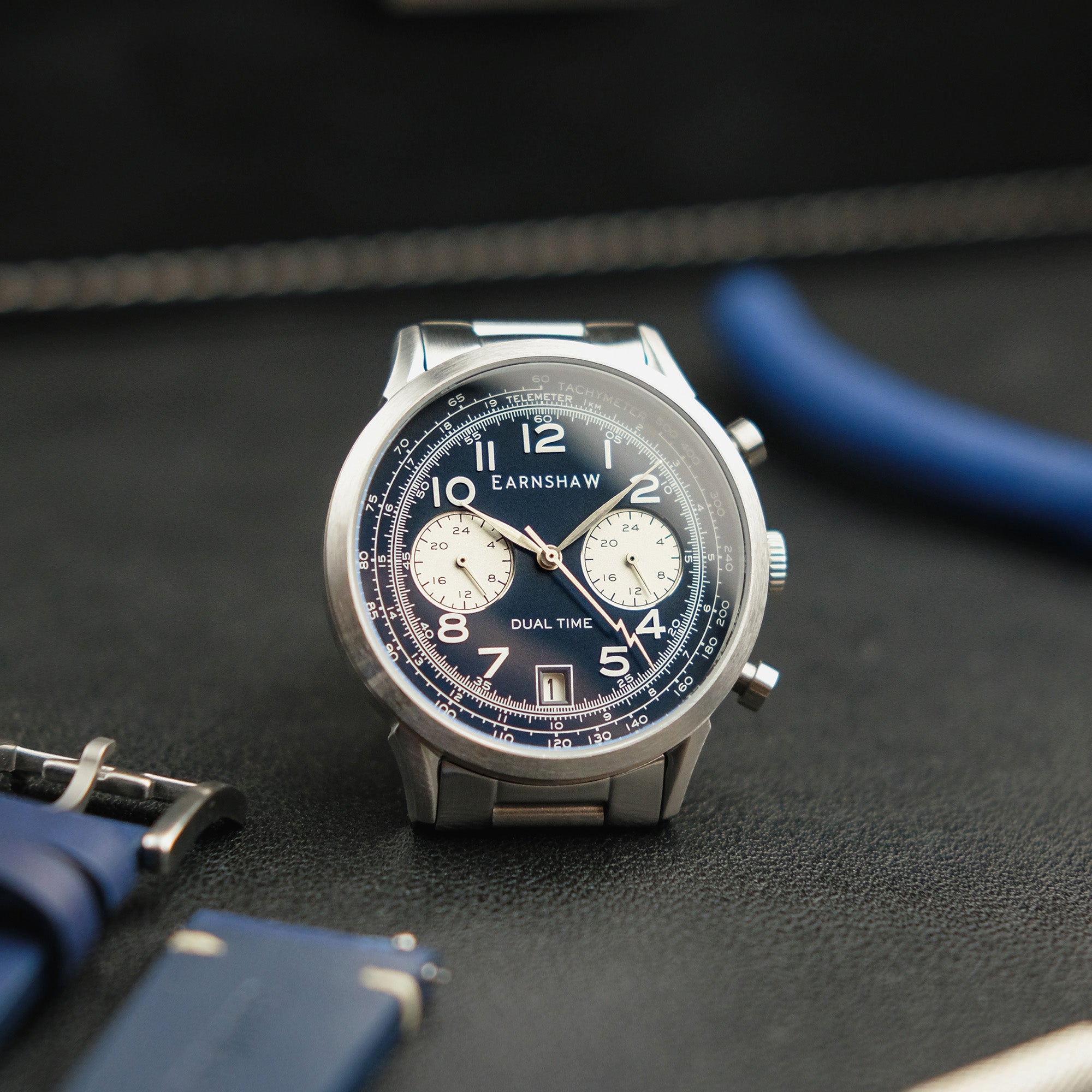 Thomas Earnshaw Thomas Earnshaw Men's Ampere Dover Blue Japanese Quartz Dual Time Watch - ES-8186-22