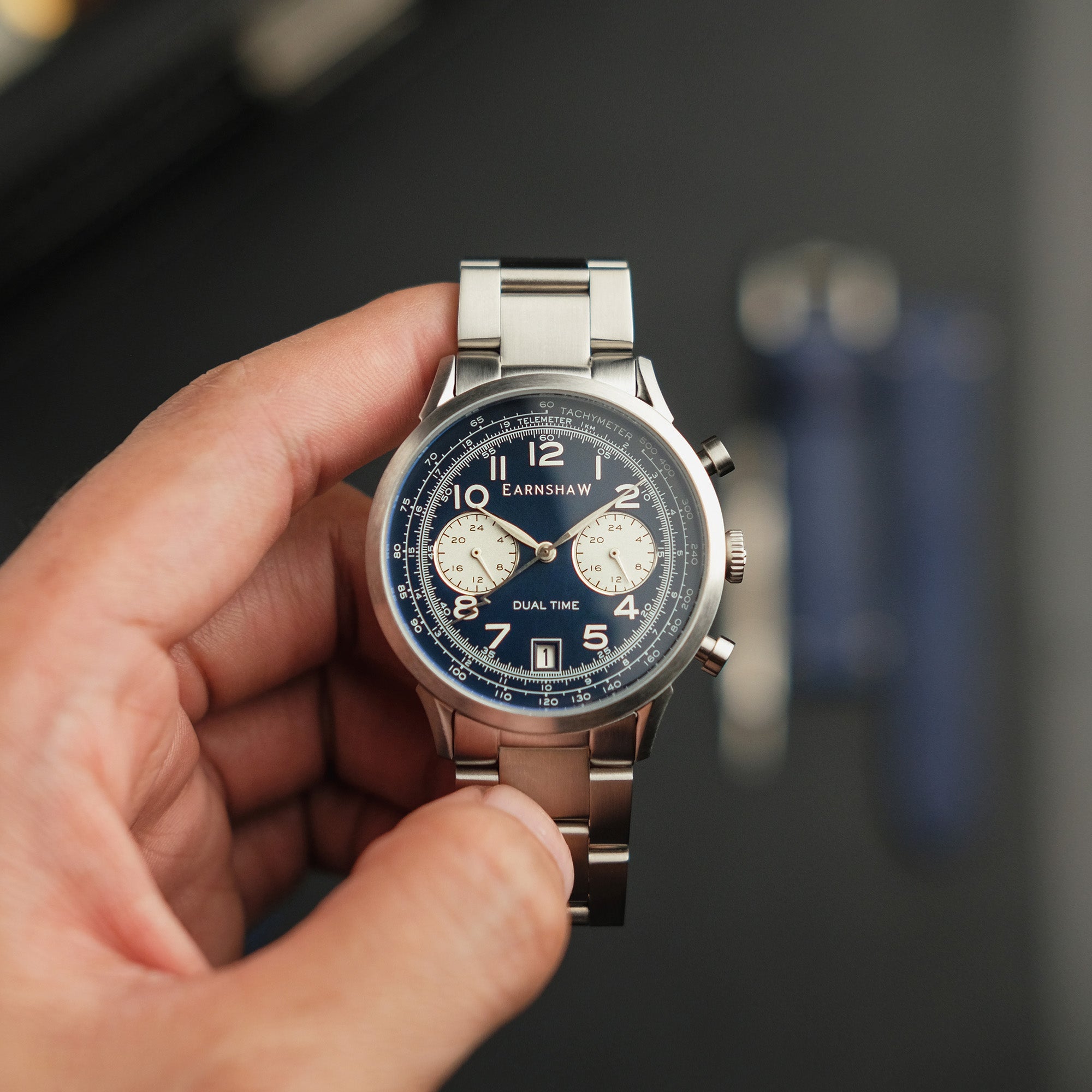 Thomas Earnshaw Thomas Earnshaw Men's Ampere Dover Blue Japanese Quartz Dual Time Watch - ES-8186-22