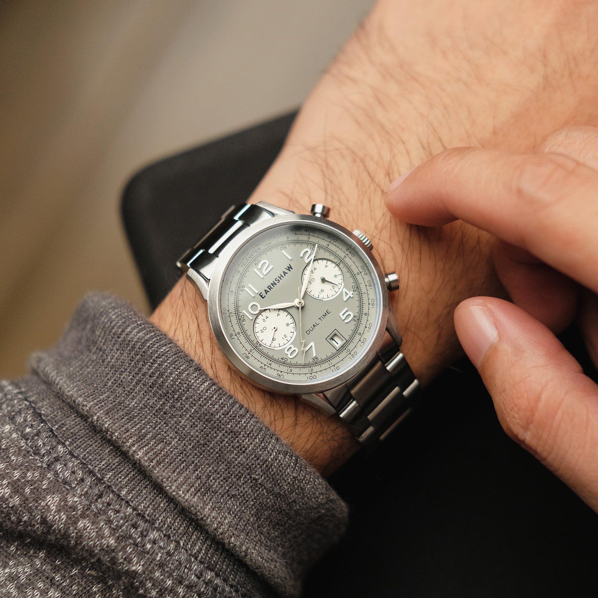 Thomas Earnshaw Thomas Earnshaw Men's Ampere Light Grey Japanese Quartz Dual Time Watch - ES-8186-33