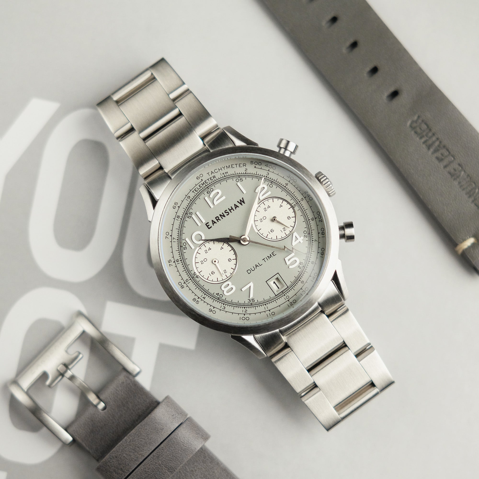 Thomas Earnshaw Thomas Earnshaw Men's Ampere Light Grey Japanese Quartz Dual Time Watch - ES-8186-33