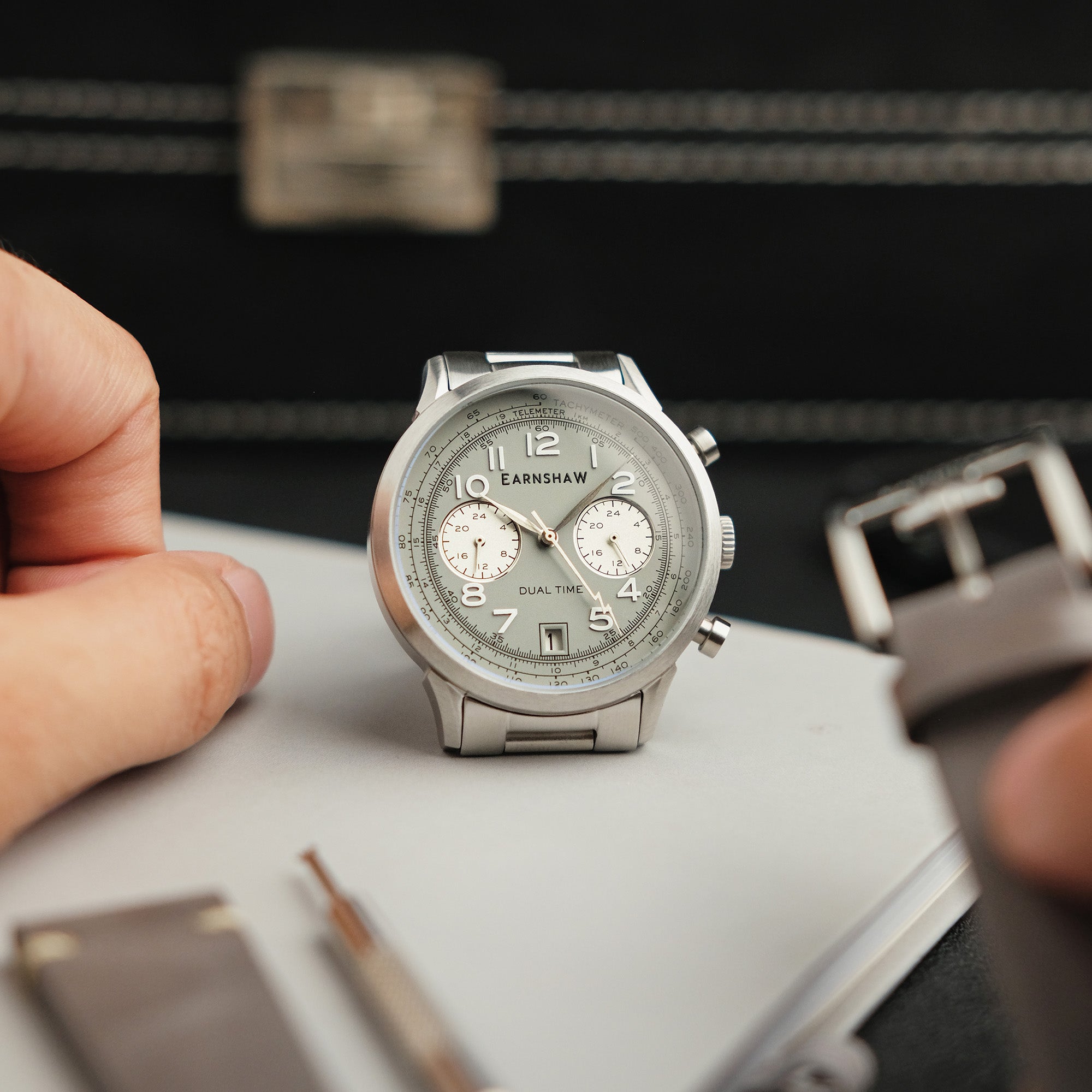 Thomas Earnshaw Thomas Earnshaw Men's Ampere Light Grey Japanese Quartz Dual Time Watch - ES-8186-33