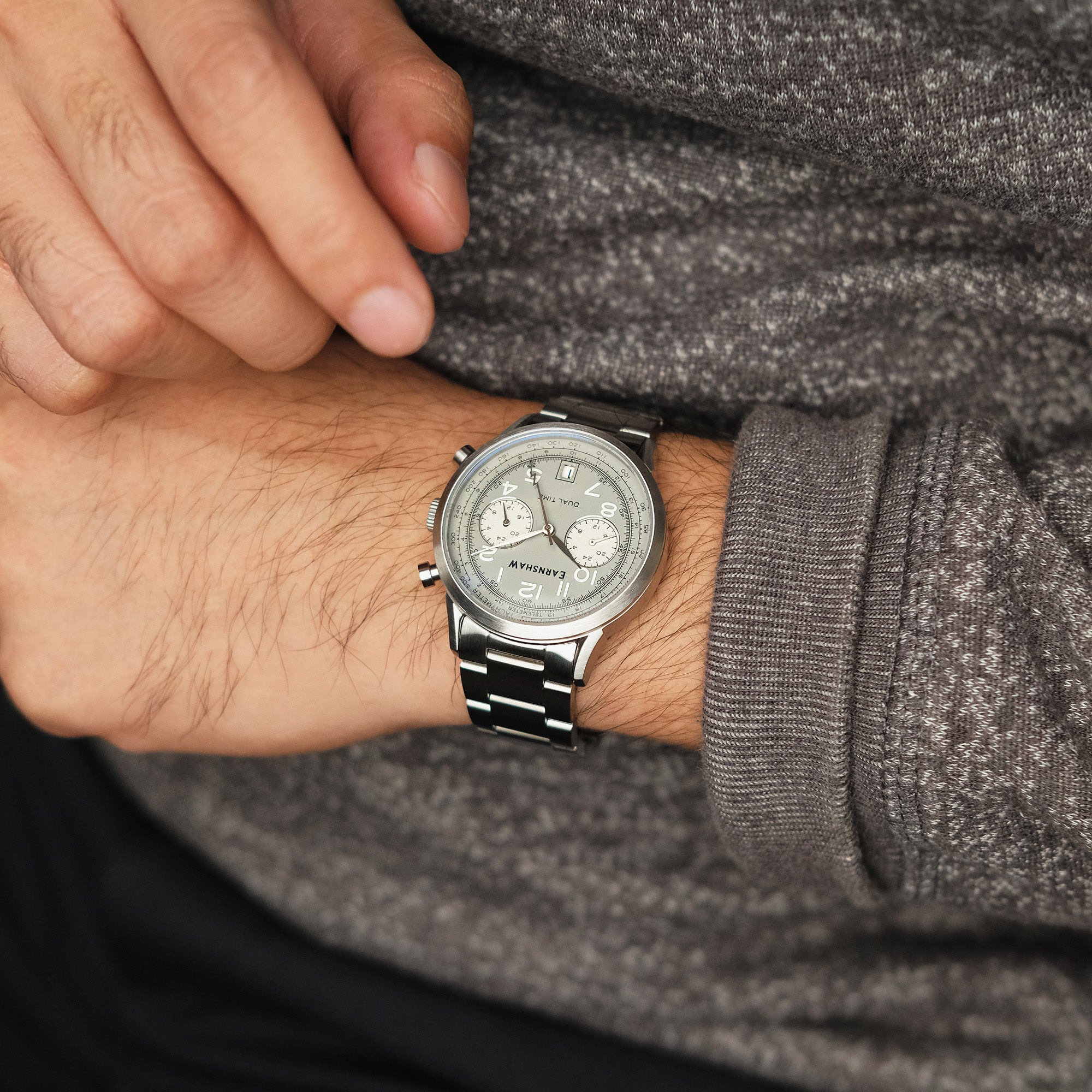 Thomas Earnshaw Thomas Earnshaw Men's Ampere Light Grey Japanese Quartz Dual Time Watch - ES-8186-33