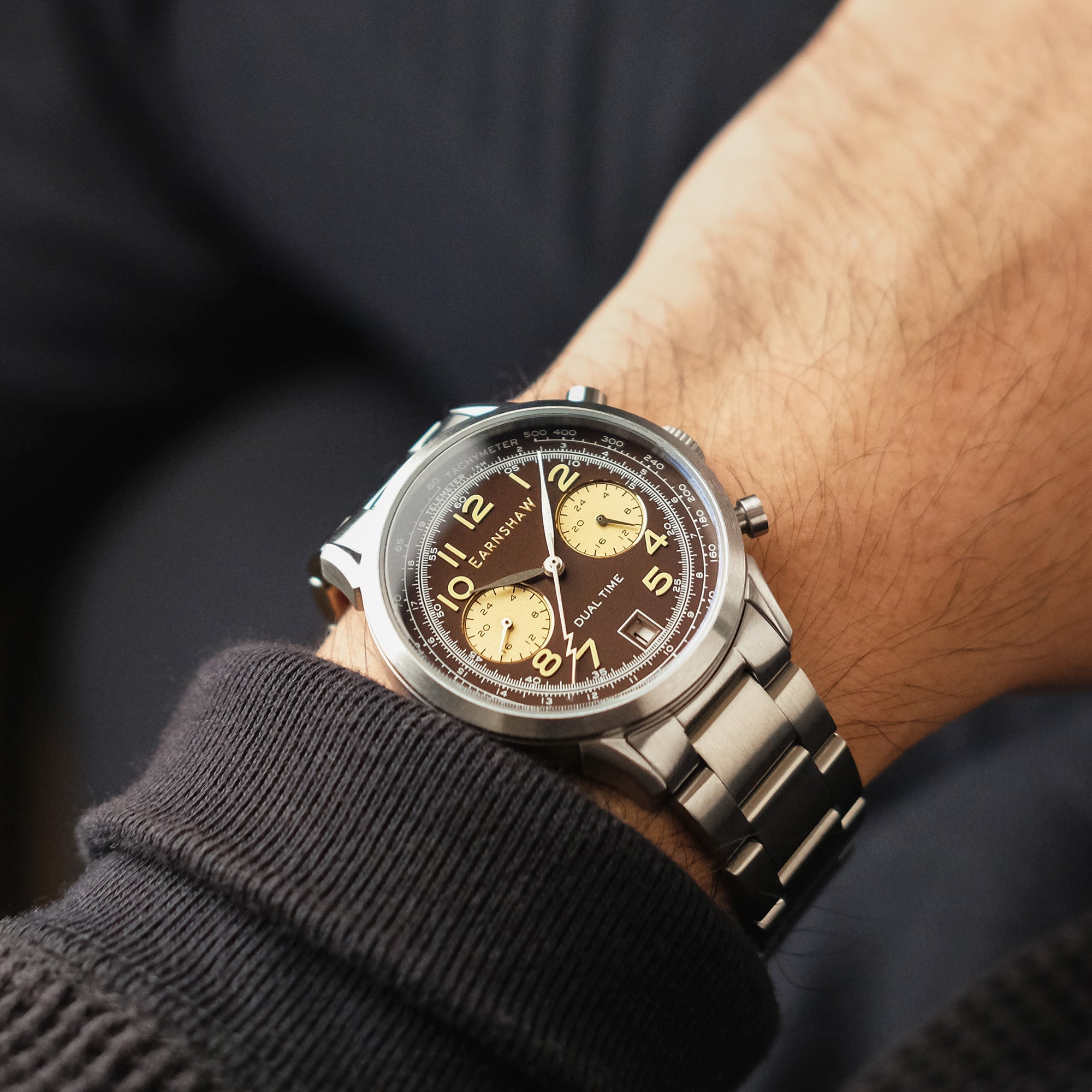 Thomas Earnshaw Thomas Earnshaw Men's Ampere Scientists Cognac Japanese Quartz Dual Time Watch - ES-8186-44
