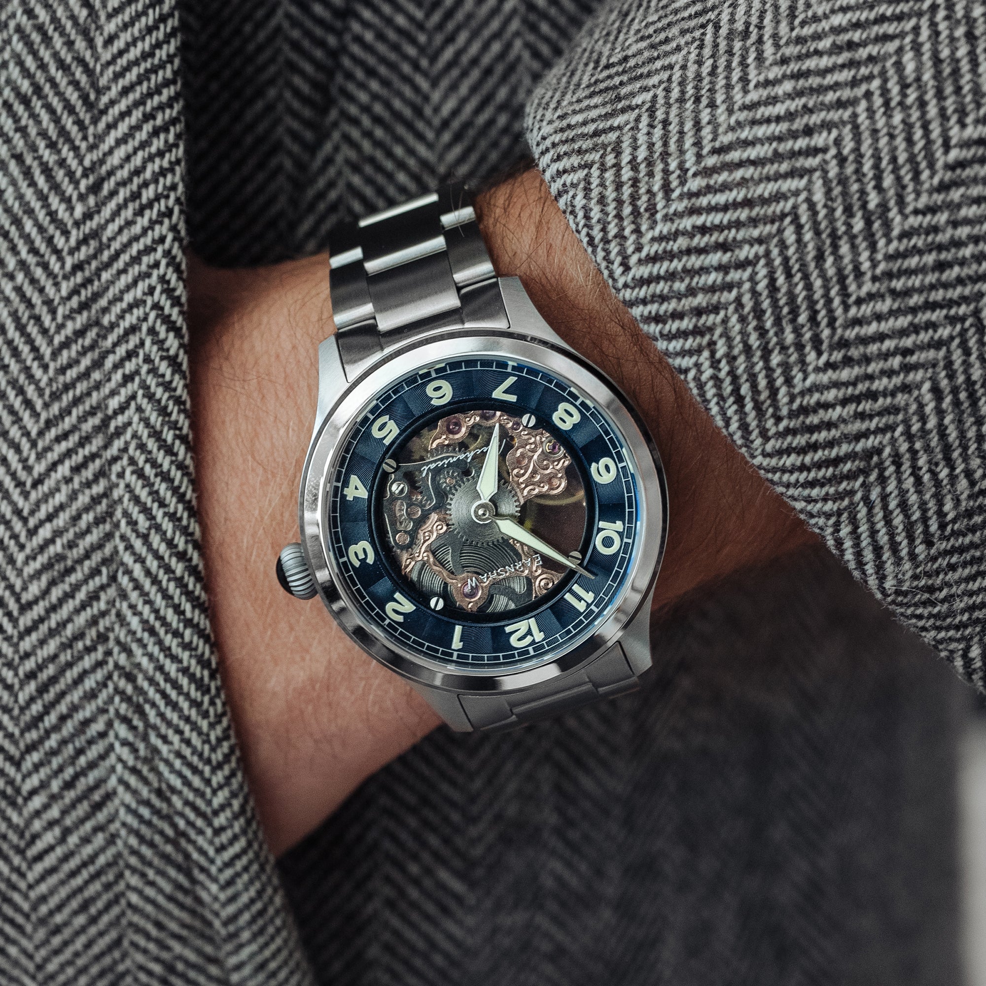 Thomas Earnshaw Thomas Earnshaw Baron Men's Mechanical Skeleton Granite Watch ES-8189-22