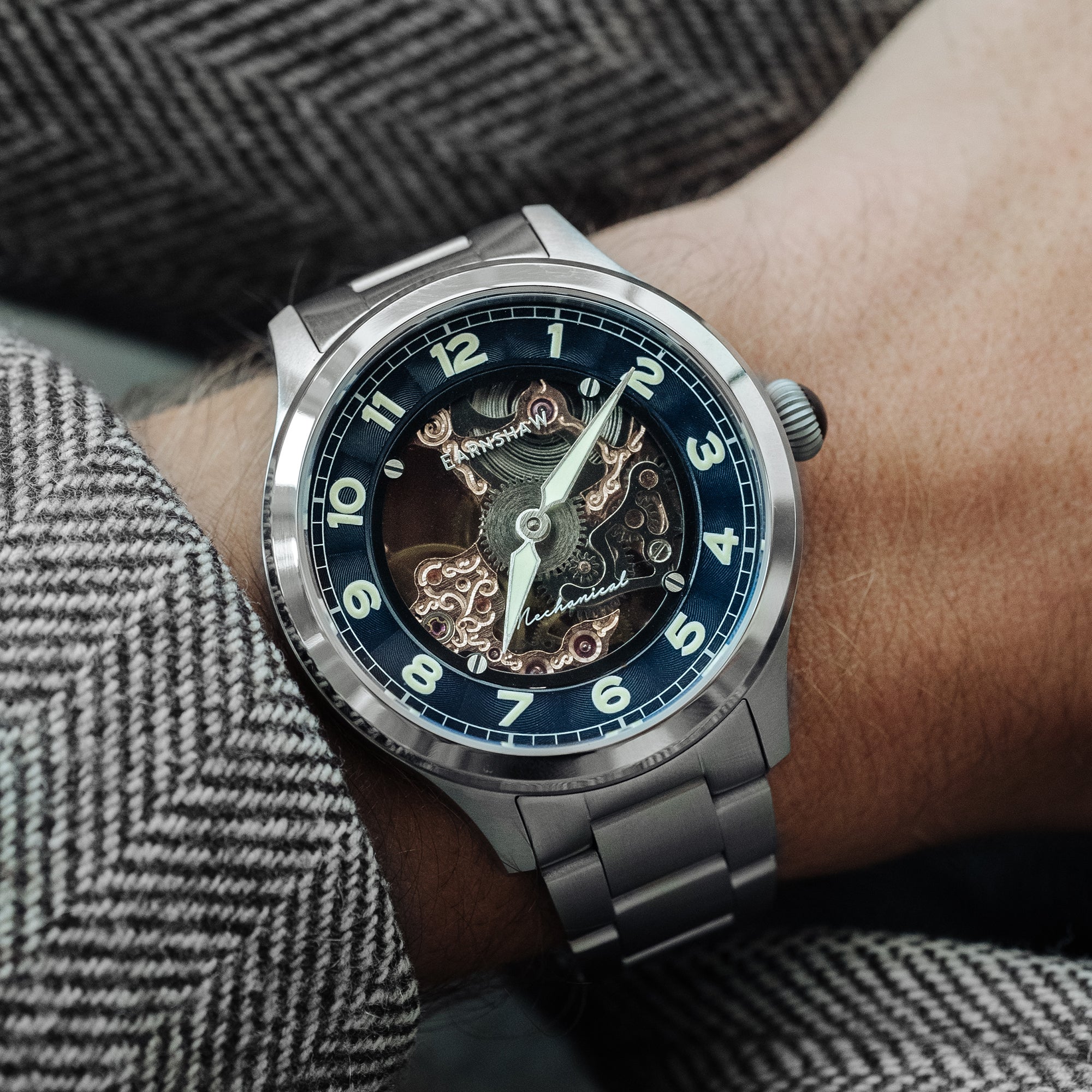 Thomas Earnshaw Thomas Earnshaw Baron Men's Mechanical Skeleton Granite Watch ES-8189-22